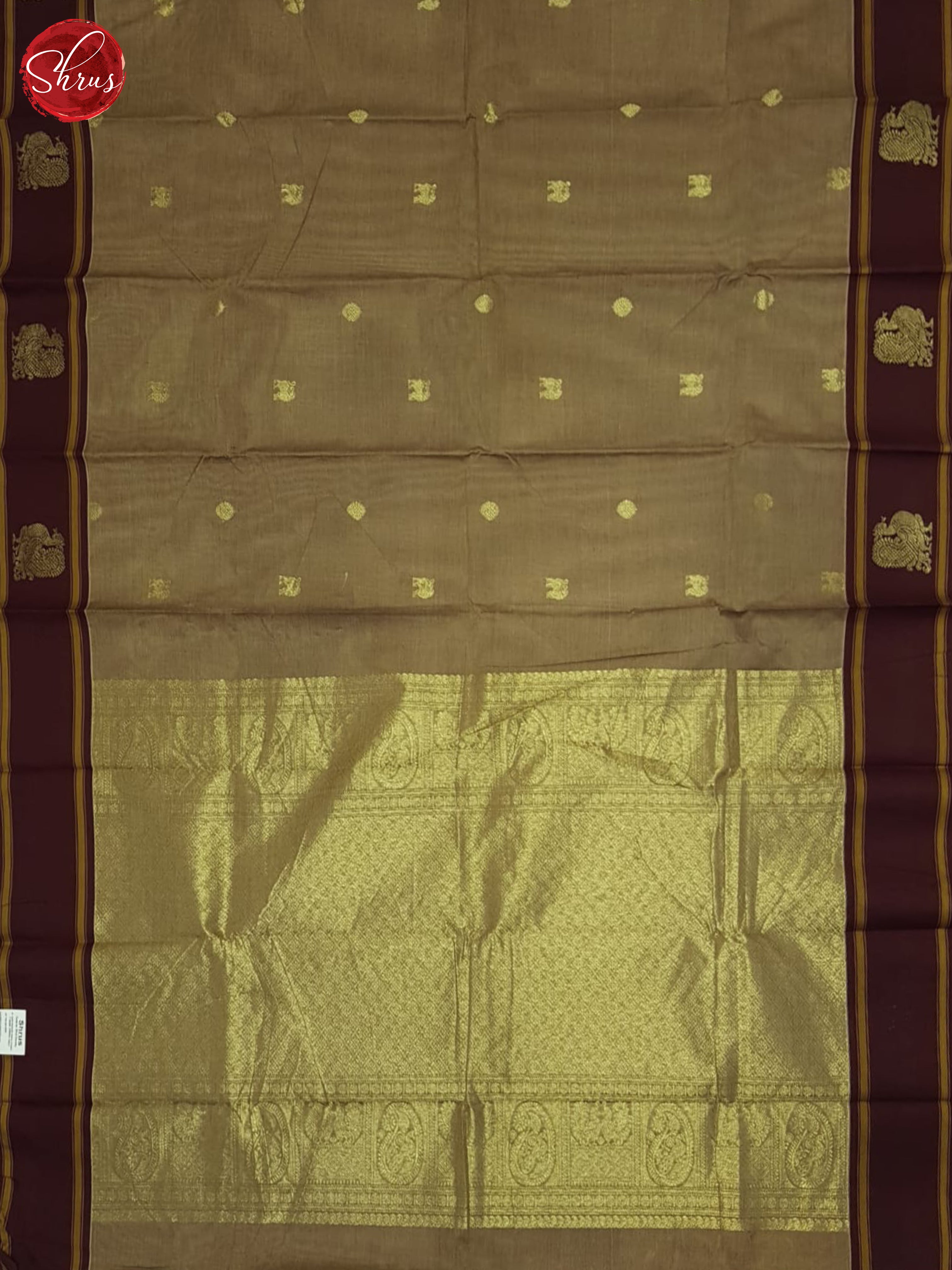 Light Brown & Brown - Kanchi Cotton Saree - Shop on ShrusEternity.com