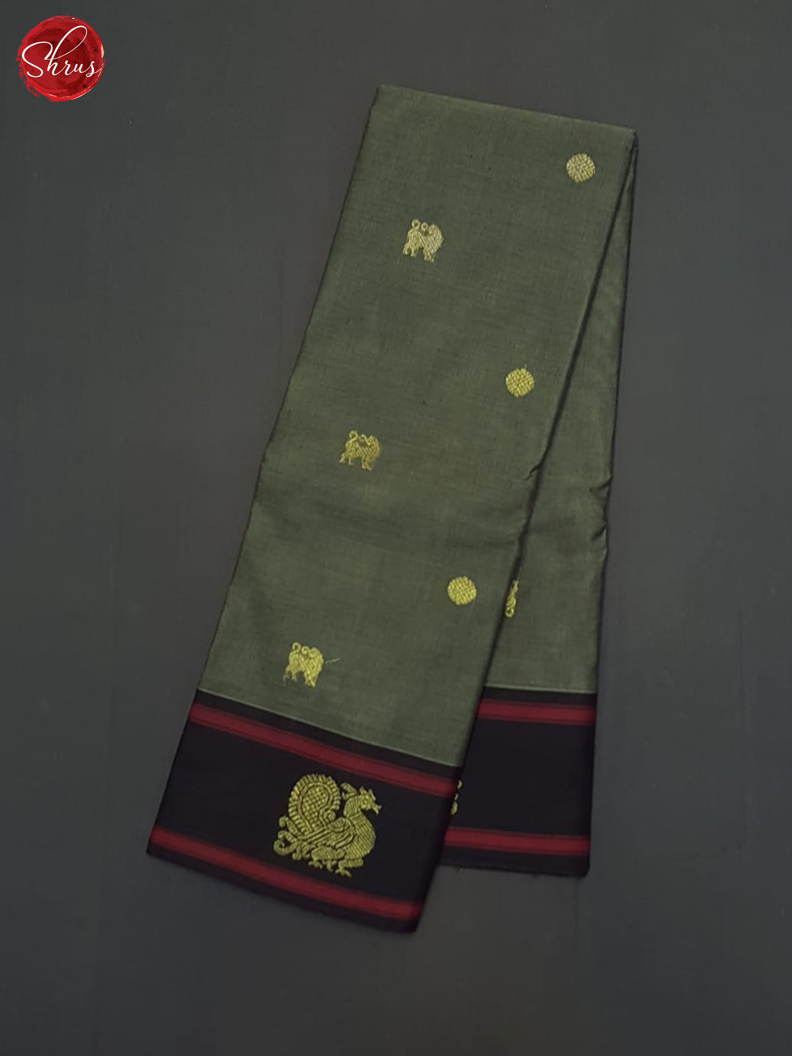 Grey & Black - Kanchi Cotton Saree - Shop on ShrusEternity.com