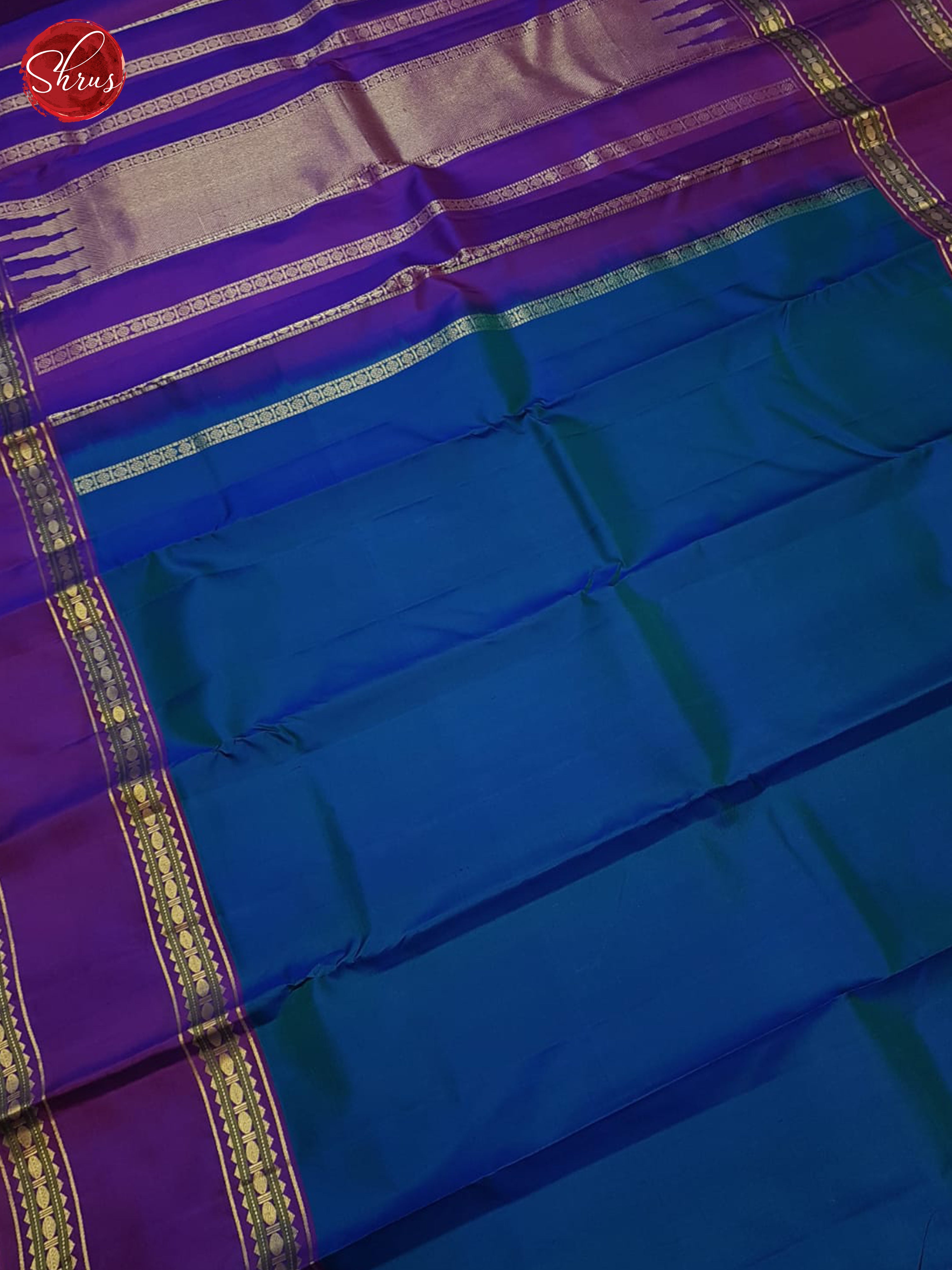 Blue & Purple - Kanchipuram silk Saree - Shop on ShrusEternity.com