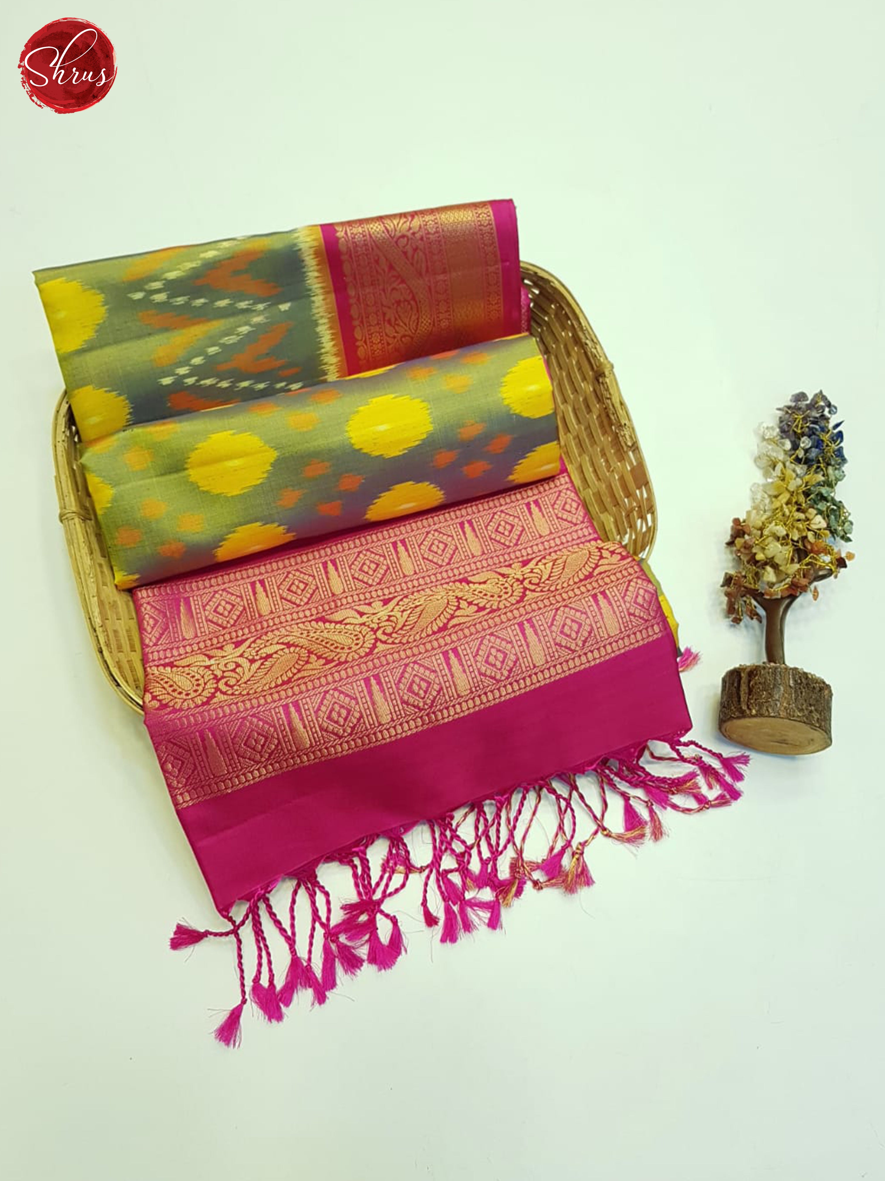 Green & Pink- Soft Silk  Saree - Shop on ShrusEternity.com