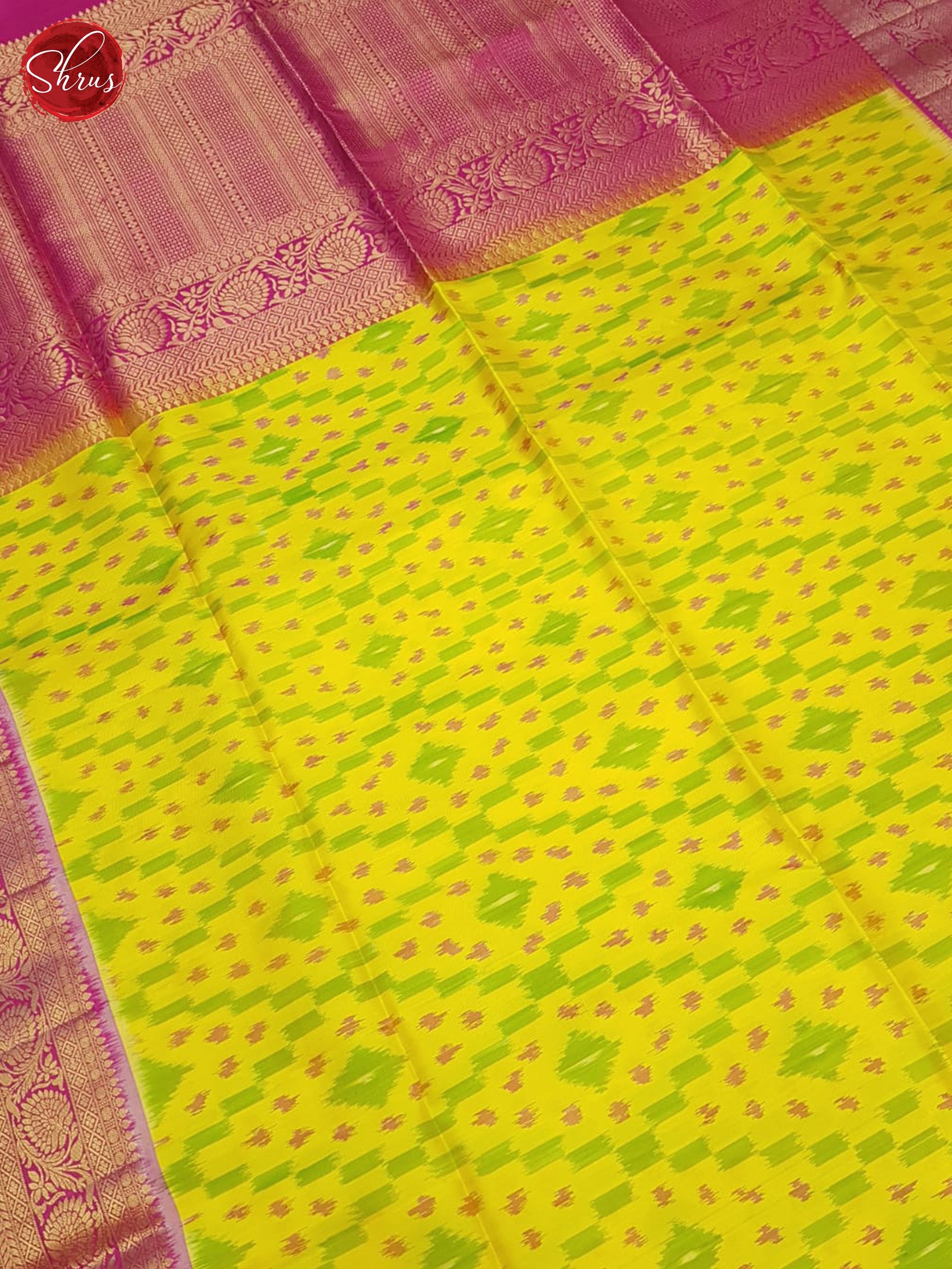 Yellow & Pink- Soft Silk Saree - Shop on ShrusEternity.com