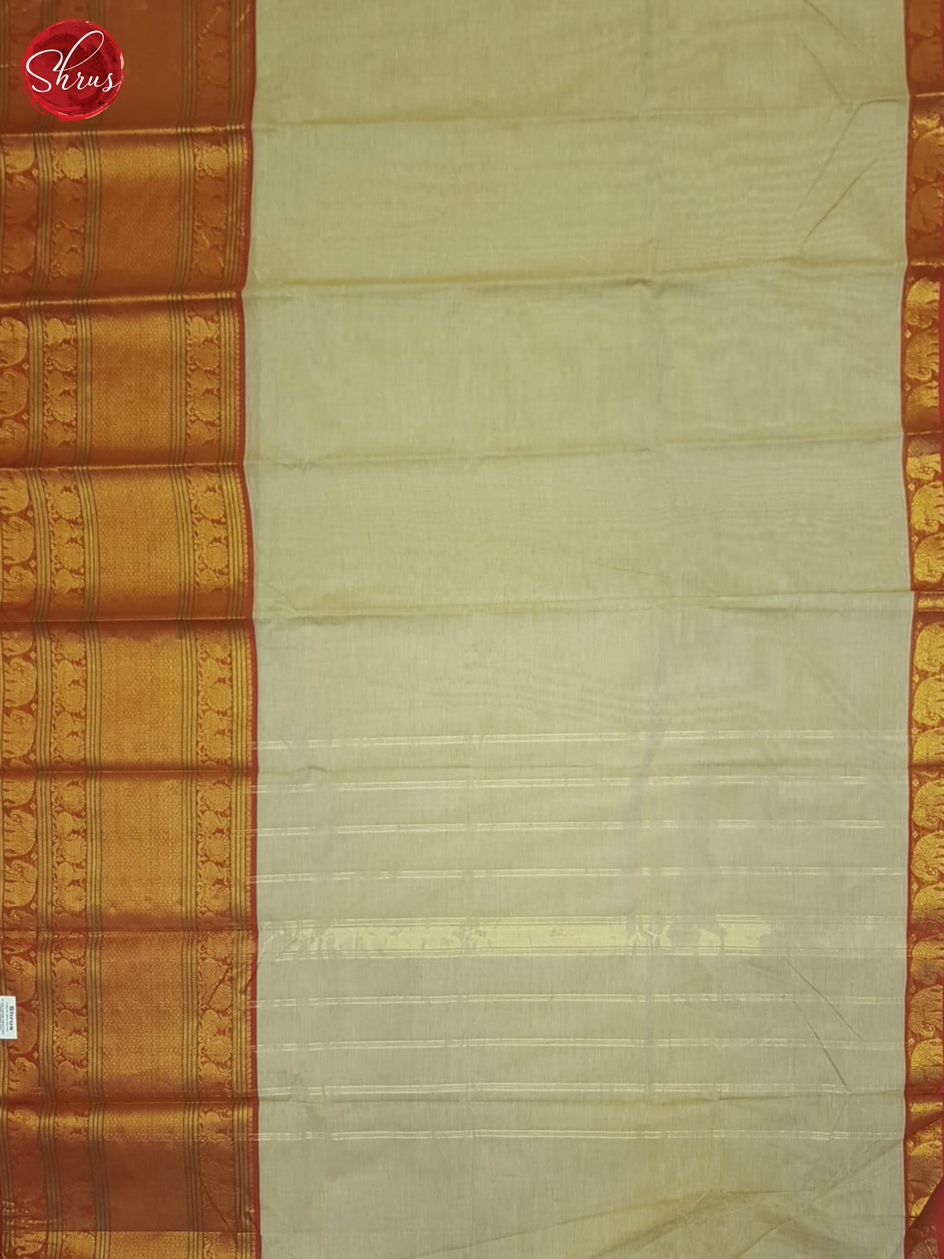 Beige & Red - Chettinad Cotton Saree - Shop on ShrusEternity.com