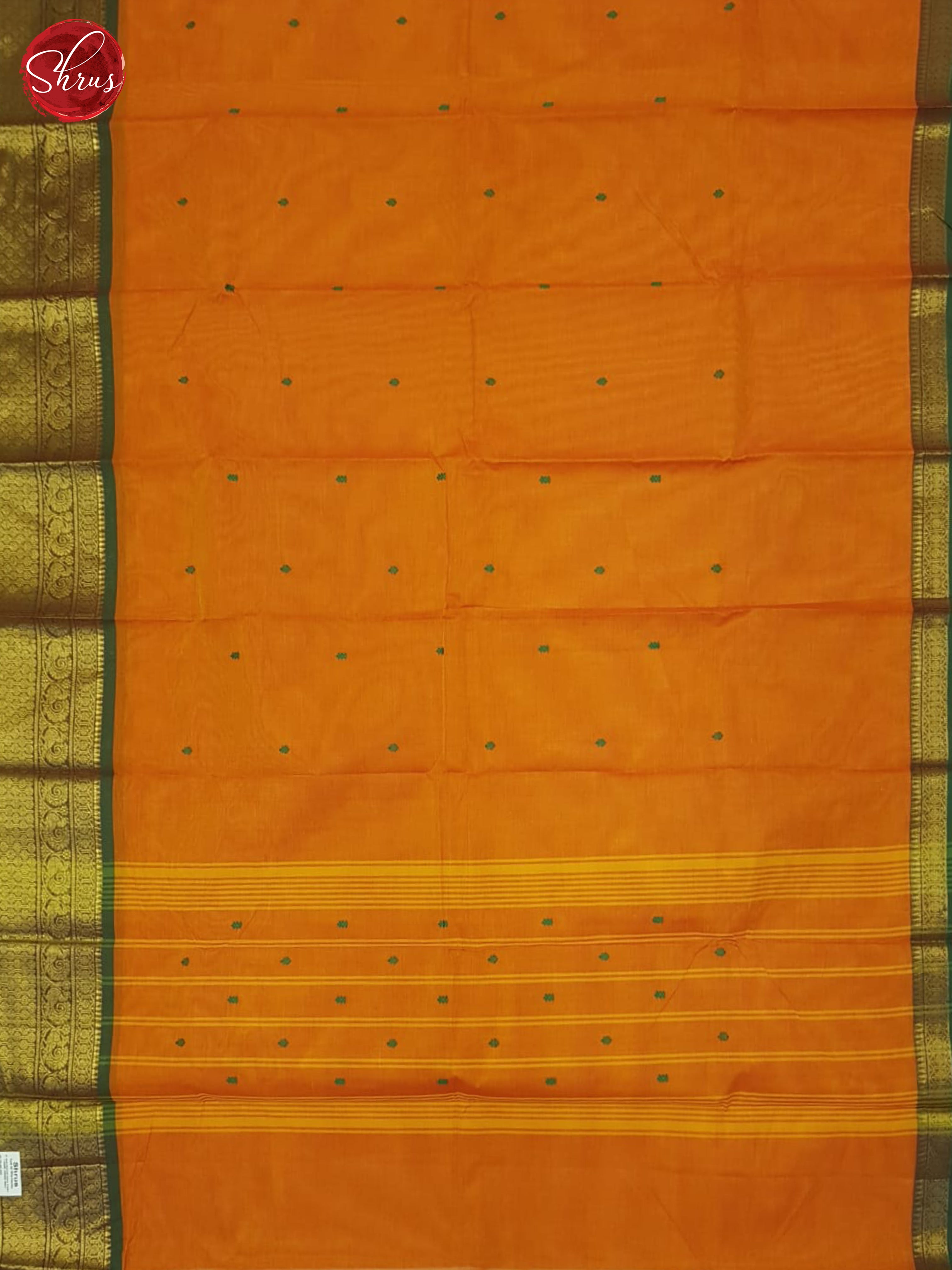 Orange & Green - Chettinad Cotton Saree - Shop on ShrusEternity.com