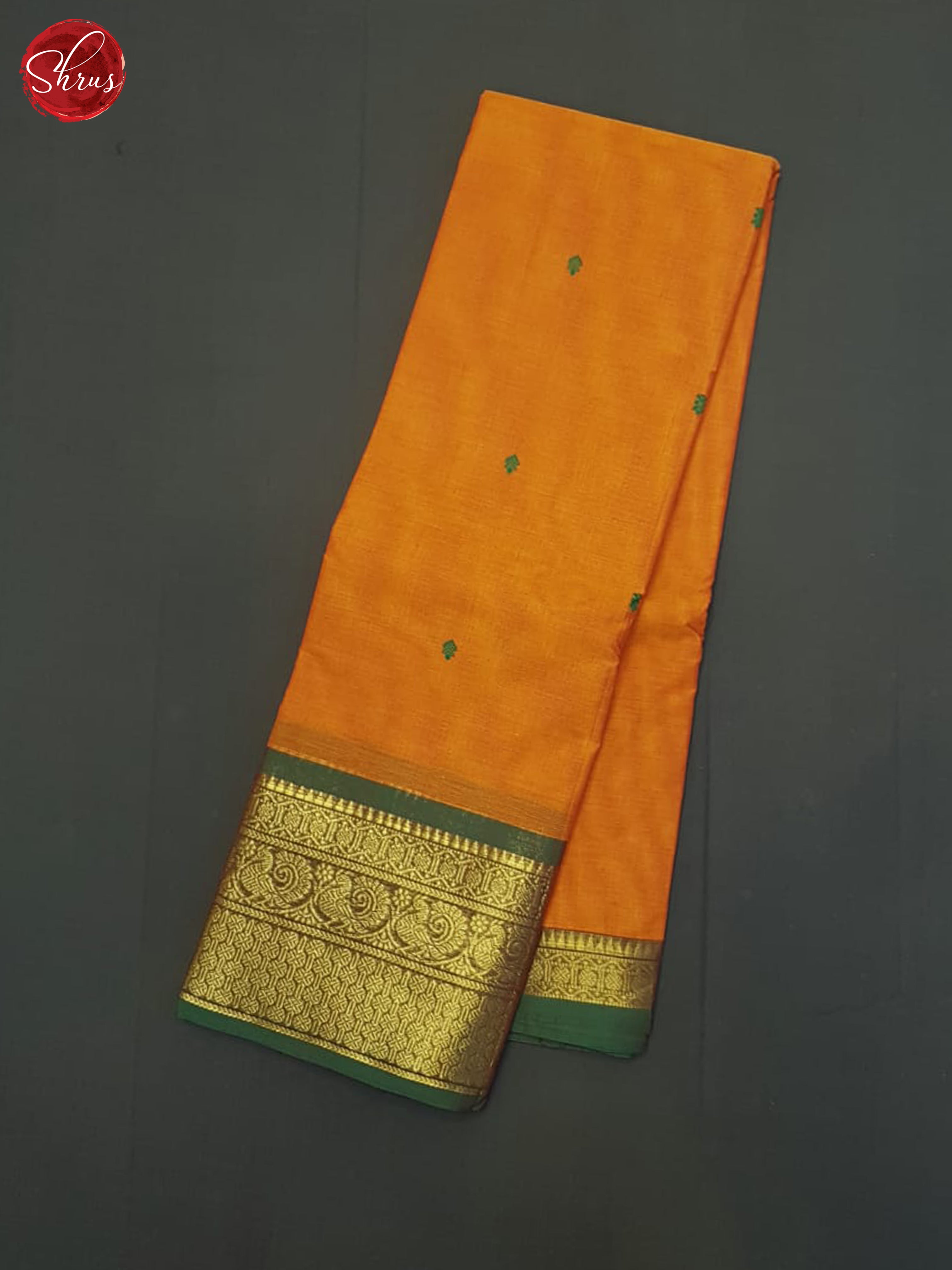 Orange & Green - Chettinad Cotton Saree - Shop on ShrusEternity.com