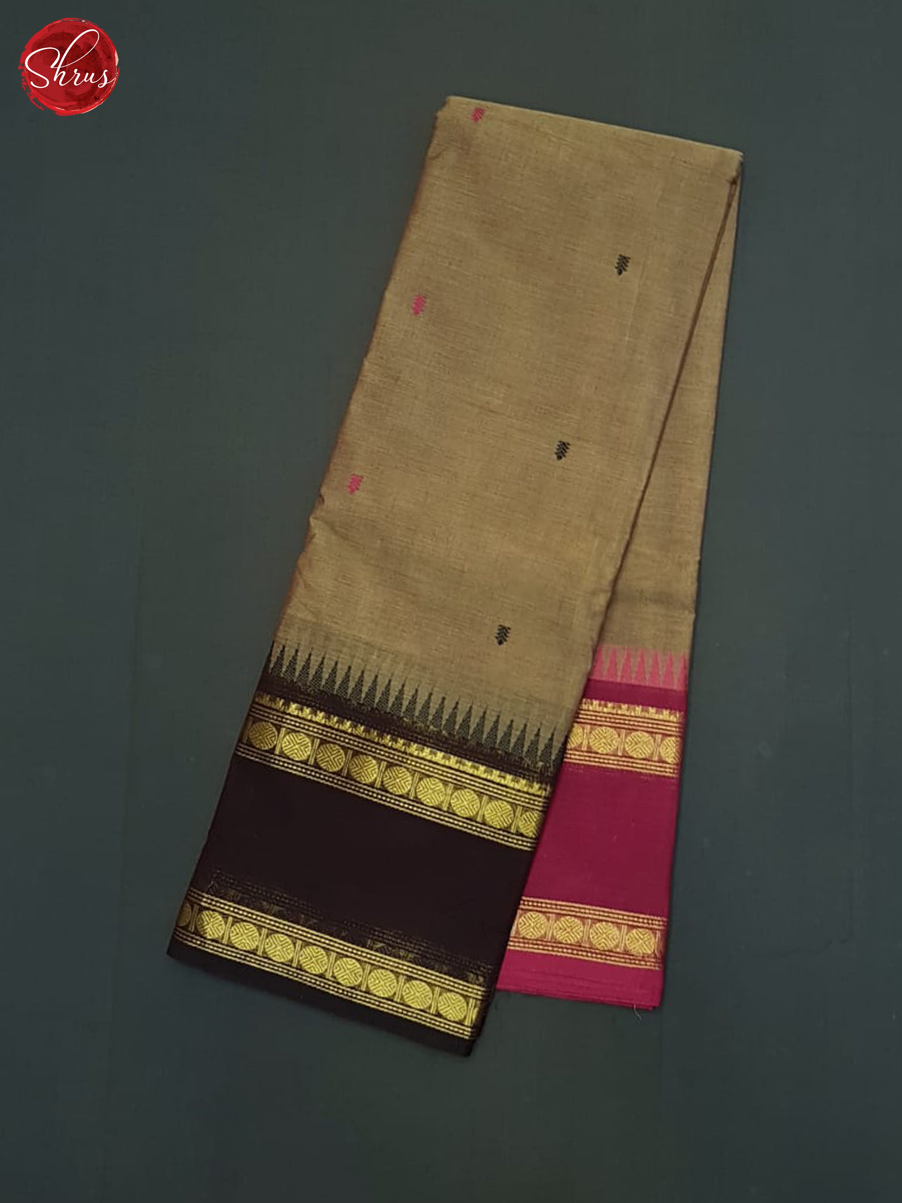 Brown & Pink - Chettinad Cotton Saree - Shop on ShrusEternity.com