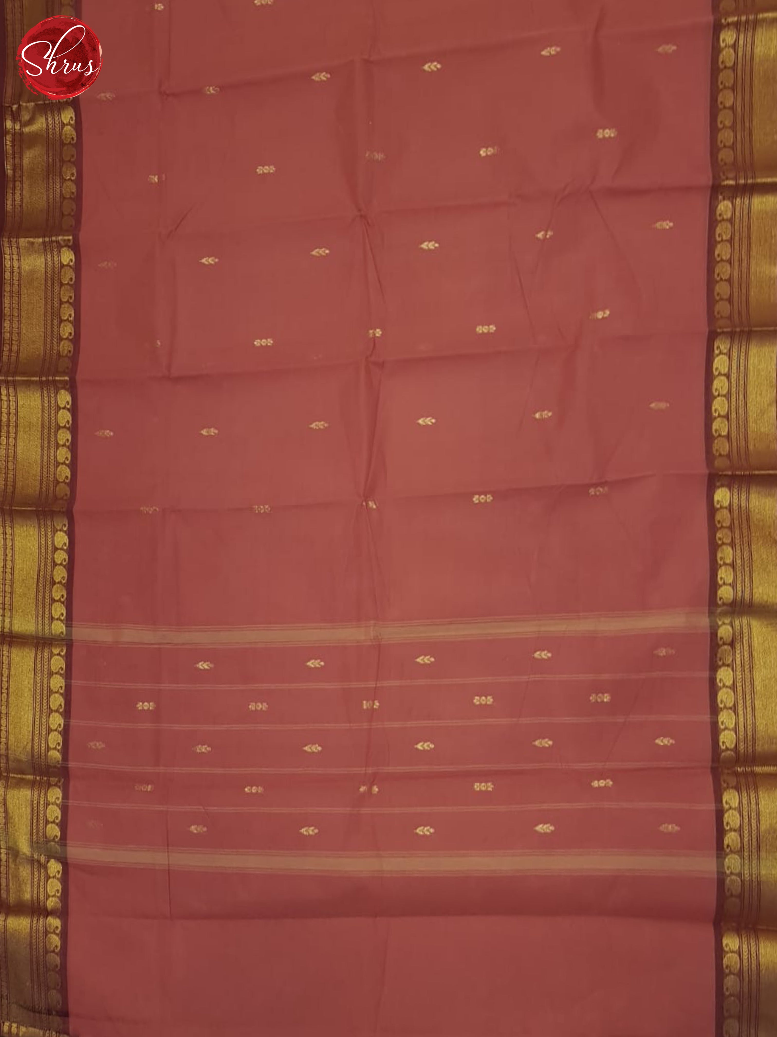 Dusty Red  & Brown- Chettinad Cotton Saree - Shop on ShrusEternity.com