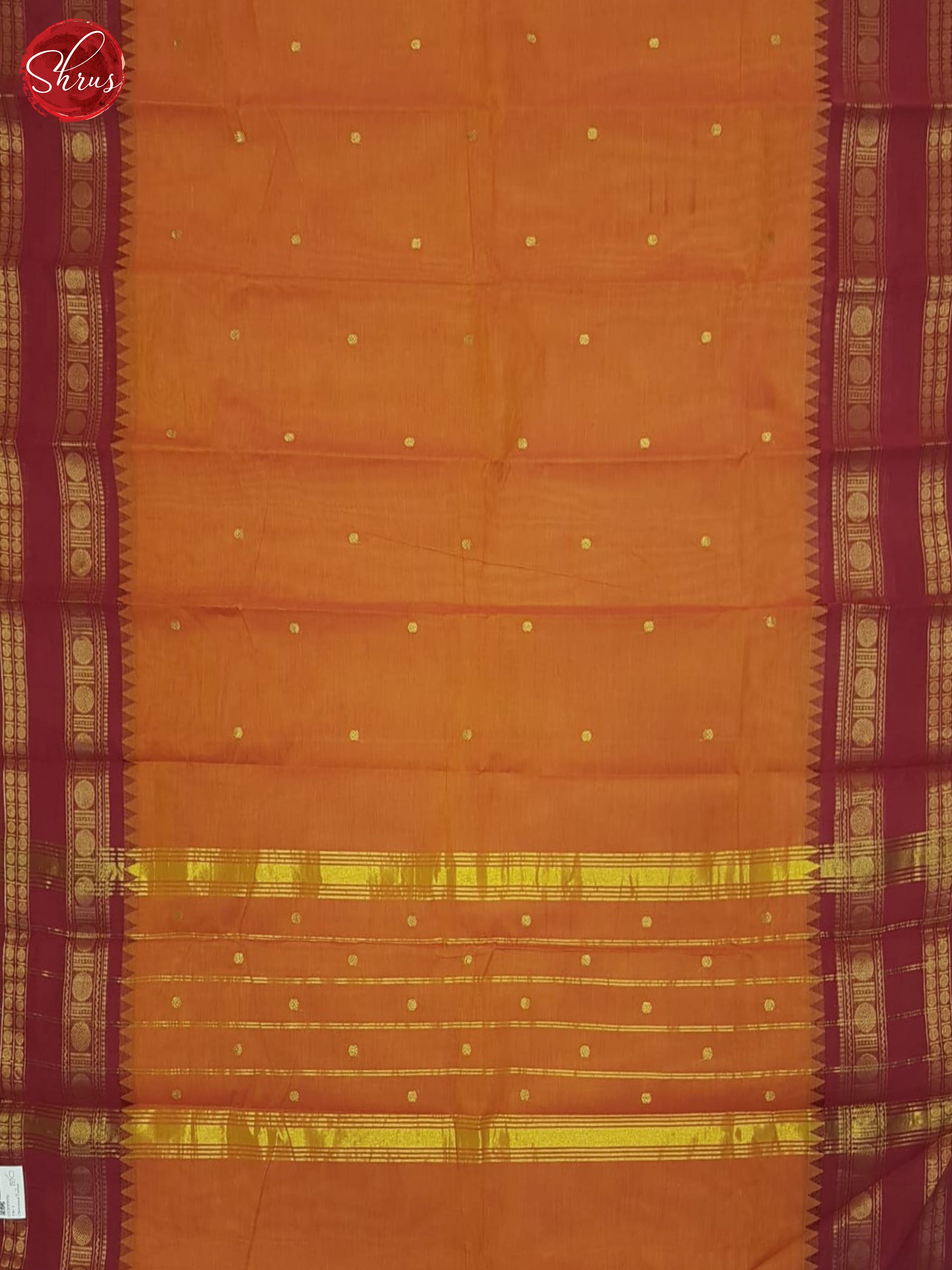 Orange & Red - Chettinad Cotton Saree - Shop on ShrusEternity.com