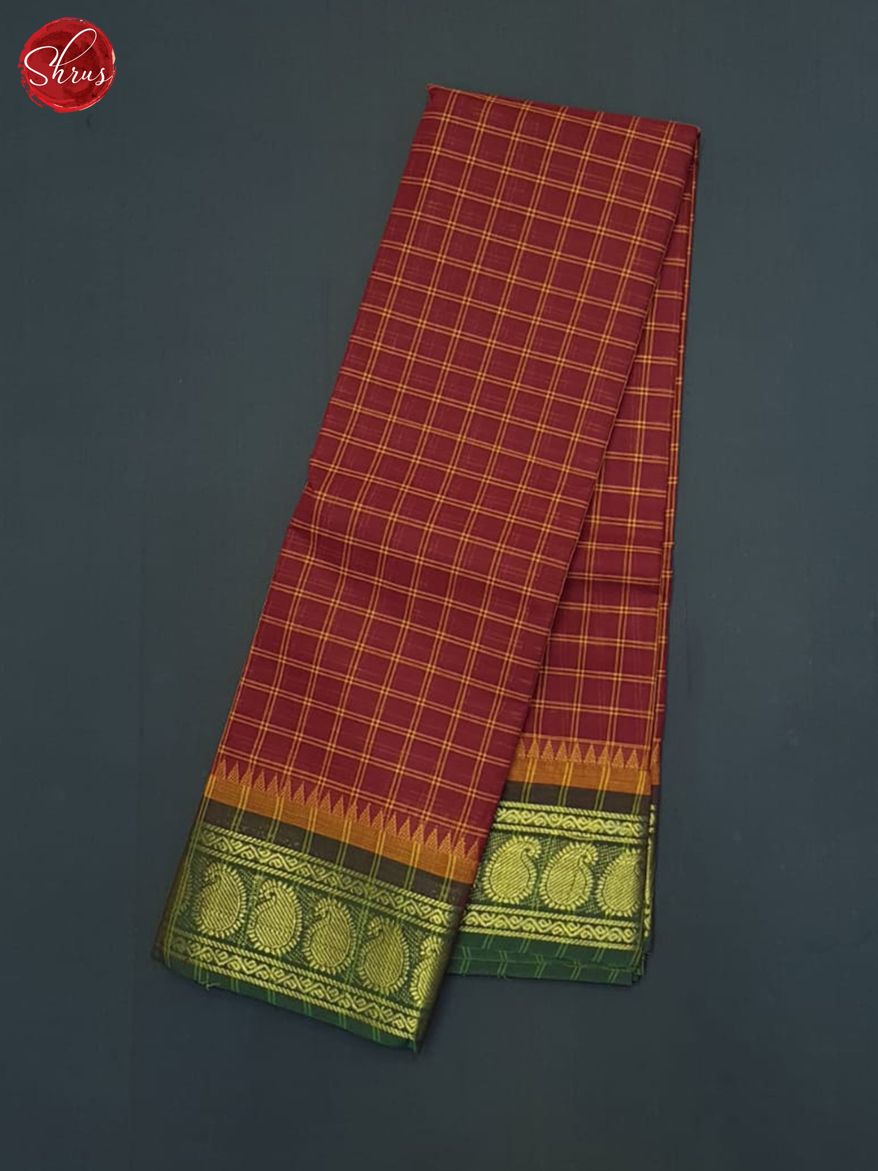 Arakku Maroon & Green - Chettinad Cotton Saree - Shop on ShrusEternity.com