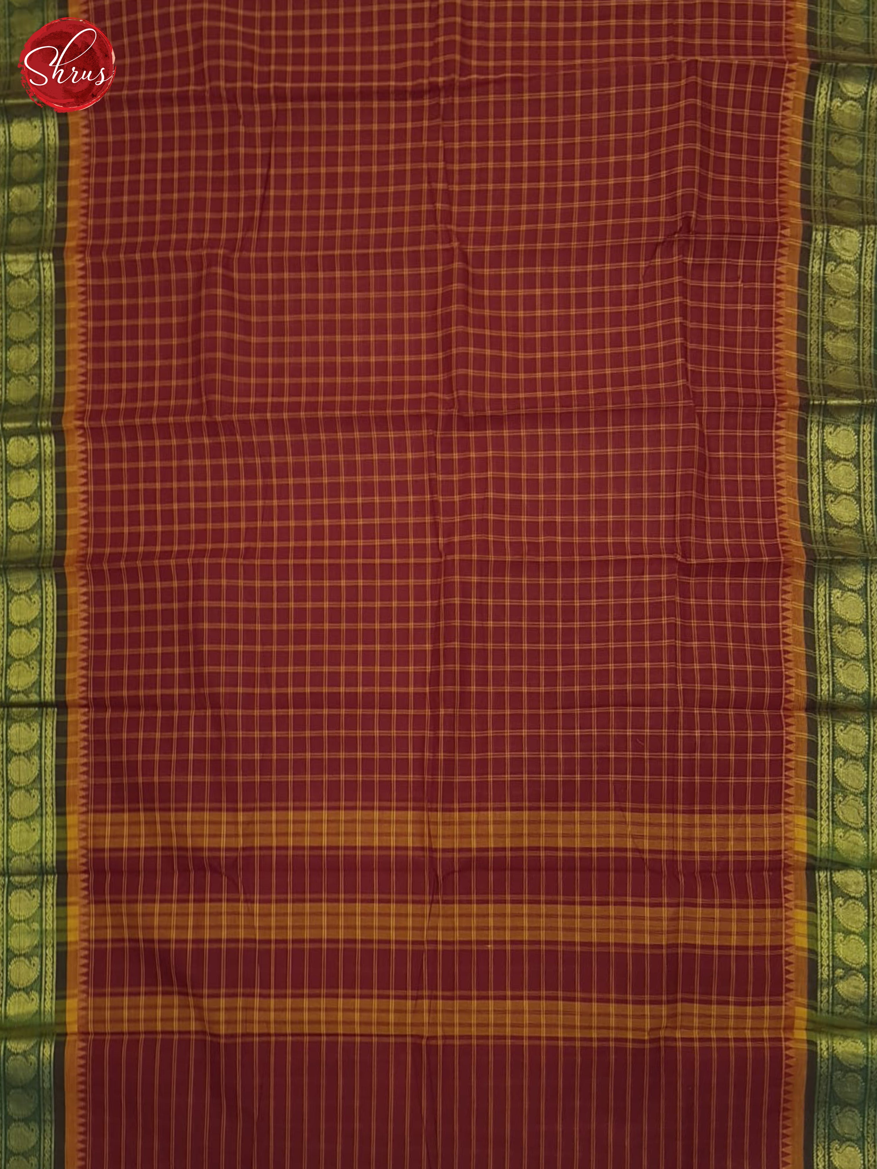 Arakku Maroon & Green - Chettinad Cotton Saree - Shop on ShrusEternity.com