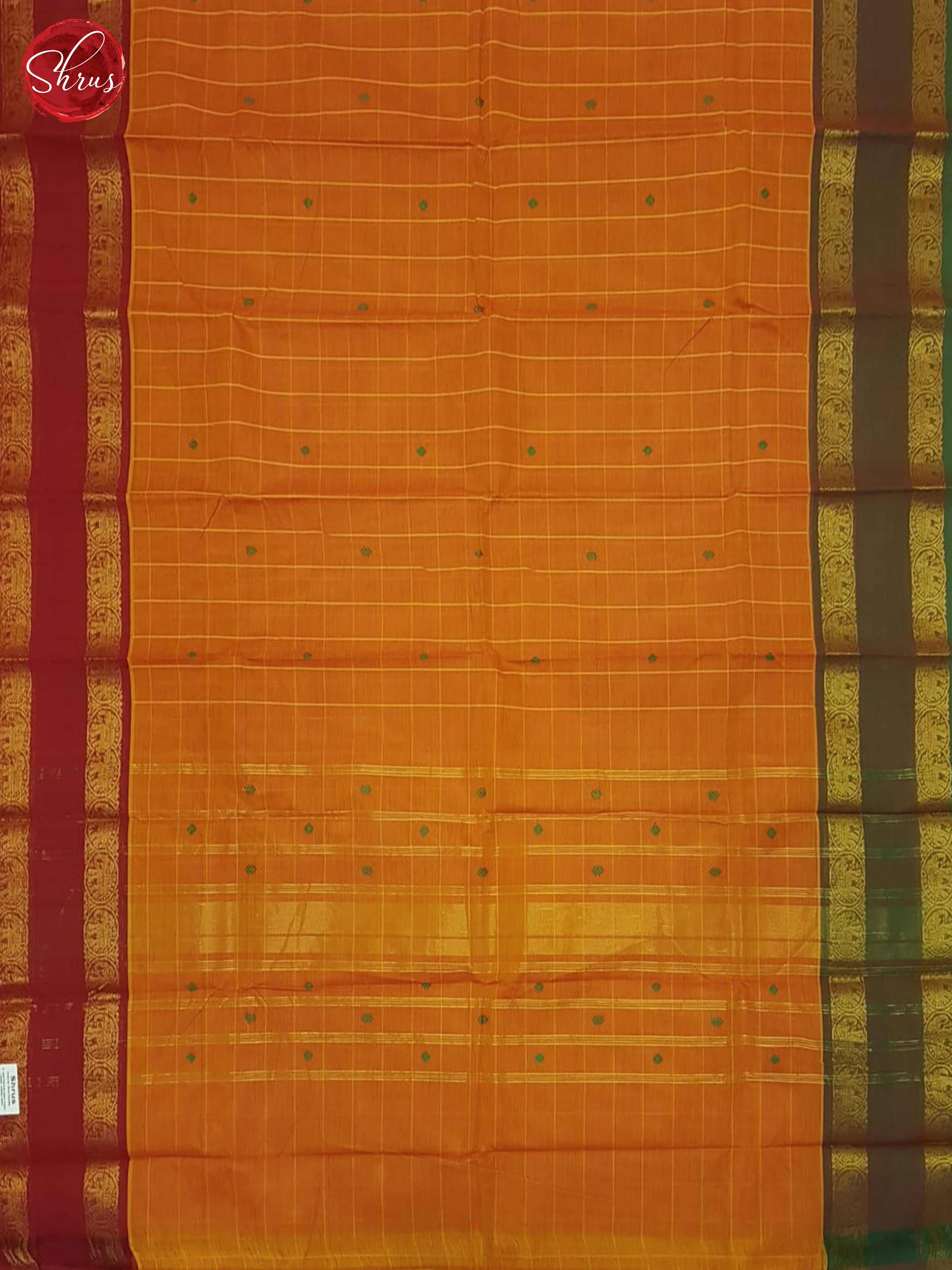 Orange & Red- Chettinad Cotton Saree - Shop on ShrusEternity.com