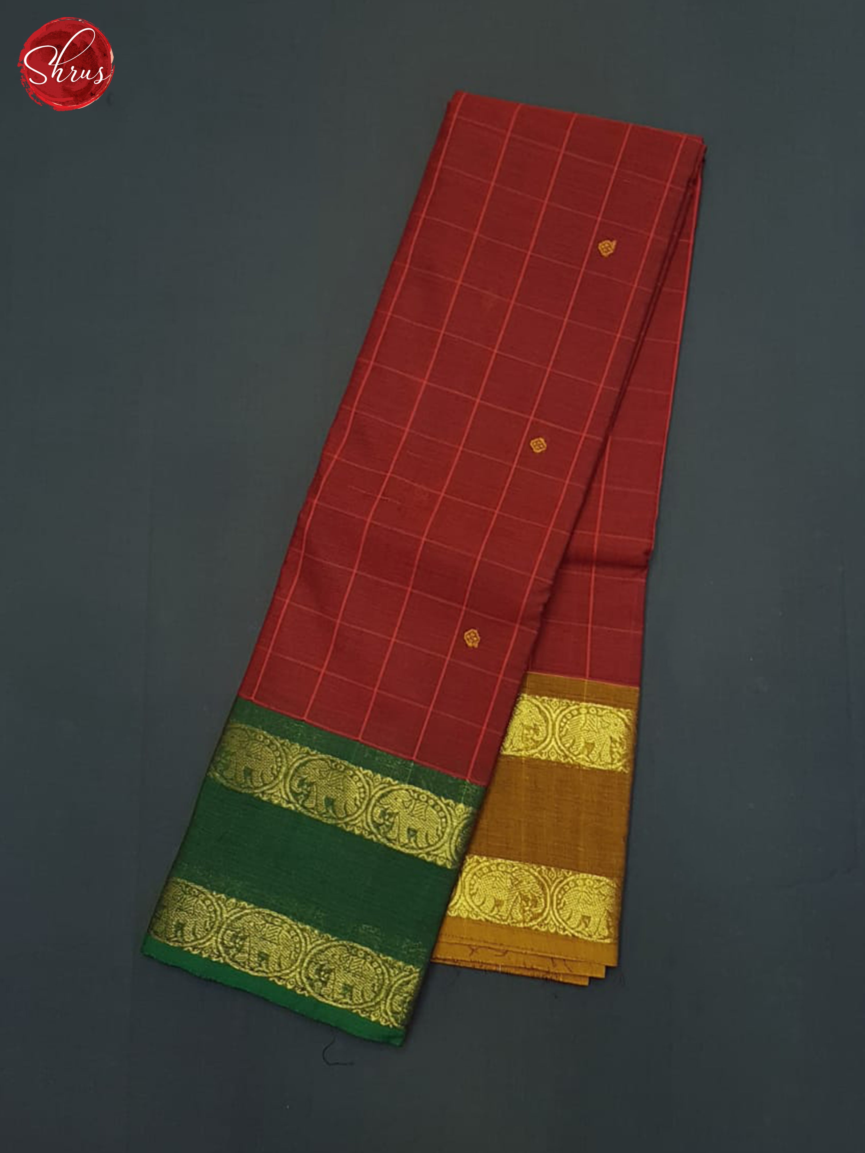 Red & Green- Chettinad Cotton Saree - Shop on ShrusEternity.com