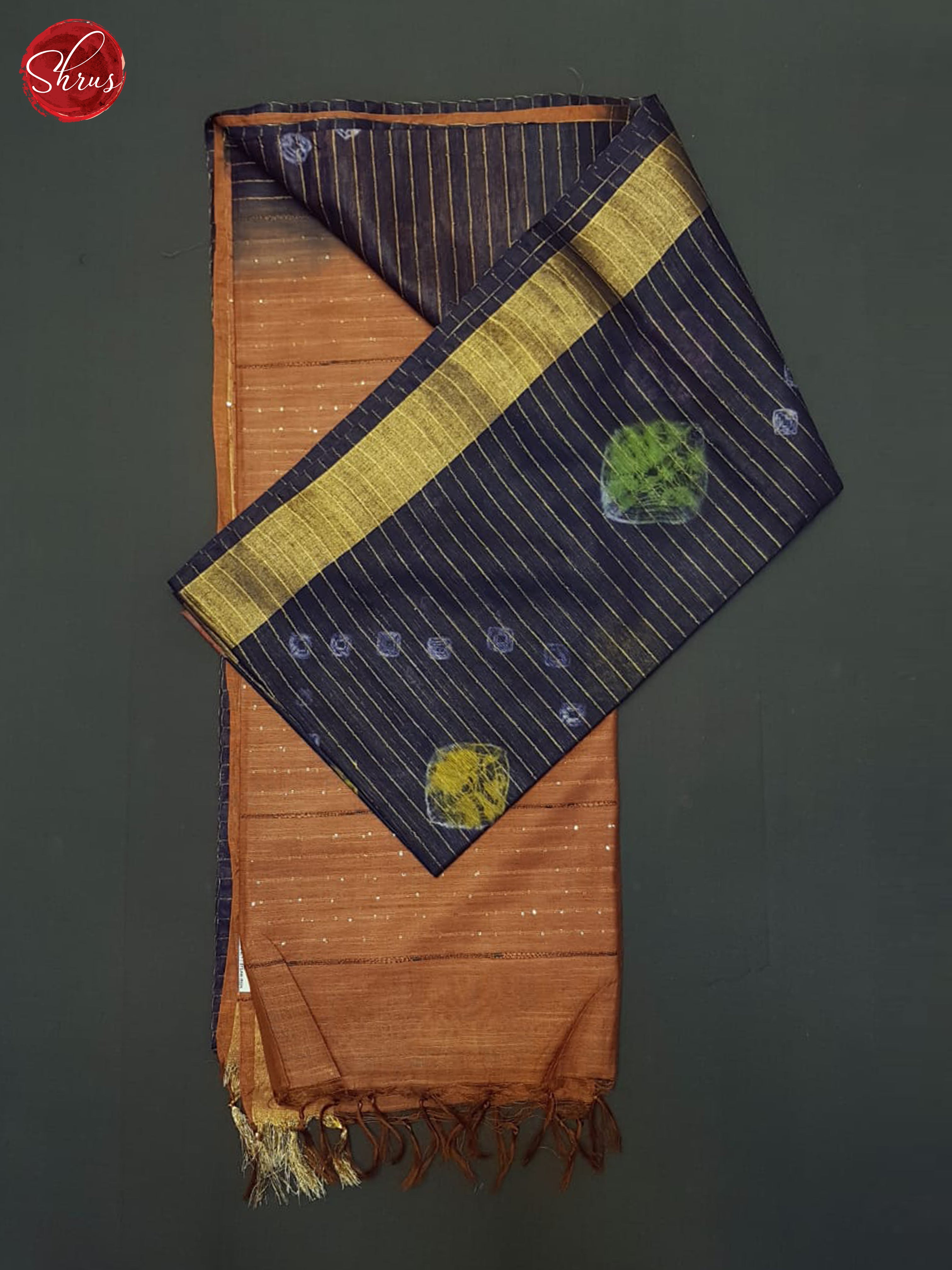 Blue And Brown- Shibori Saree - Shop on ShrusEternity.com