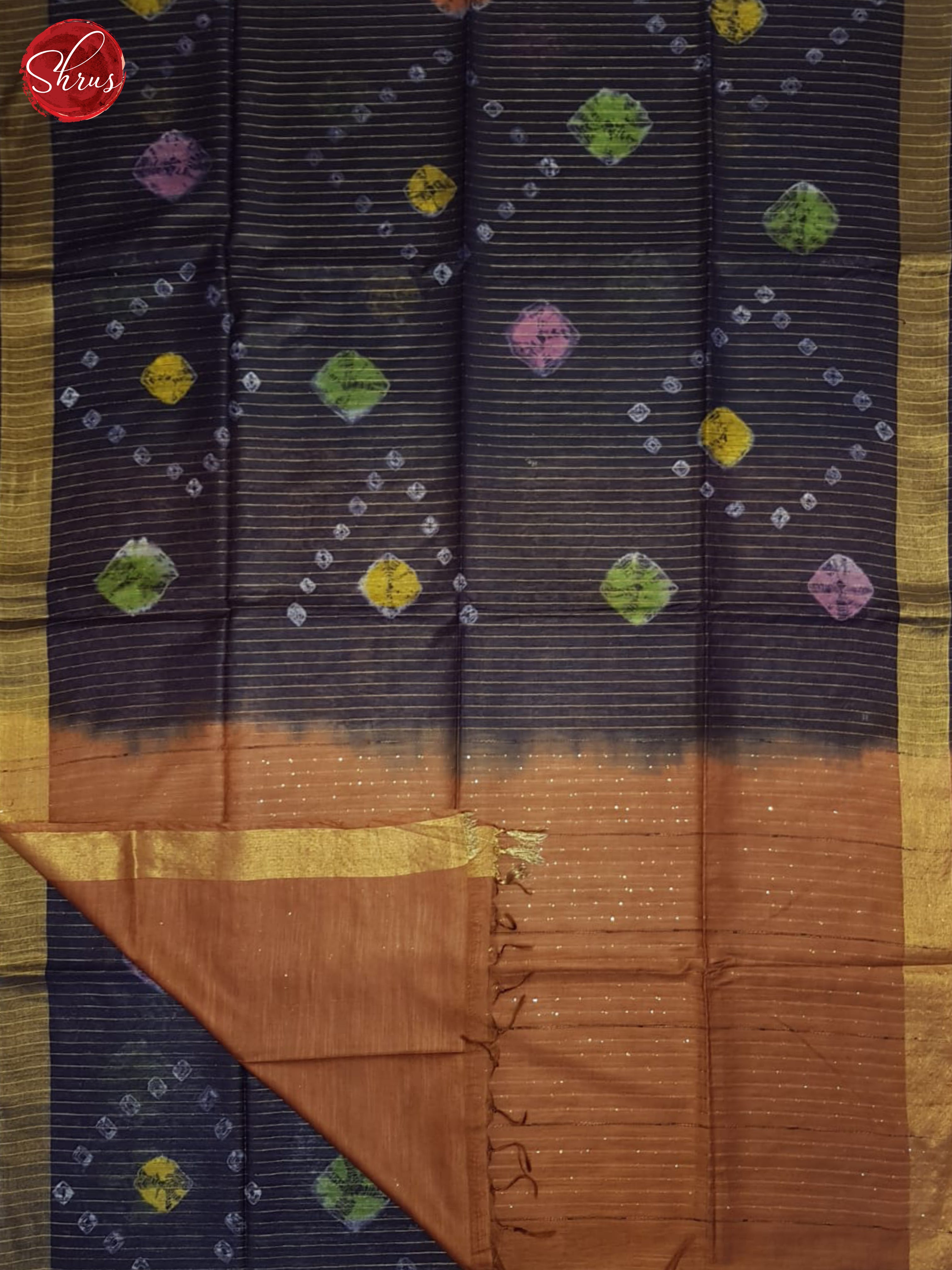 Blue And Brown- Shibori Saree - Shop on ShrusEternity.com