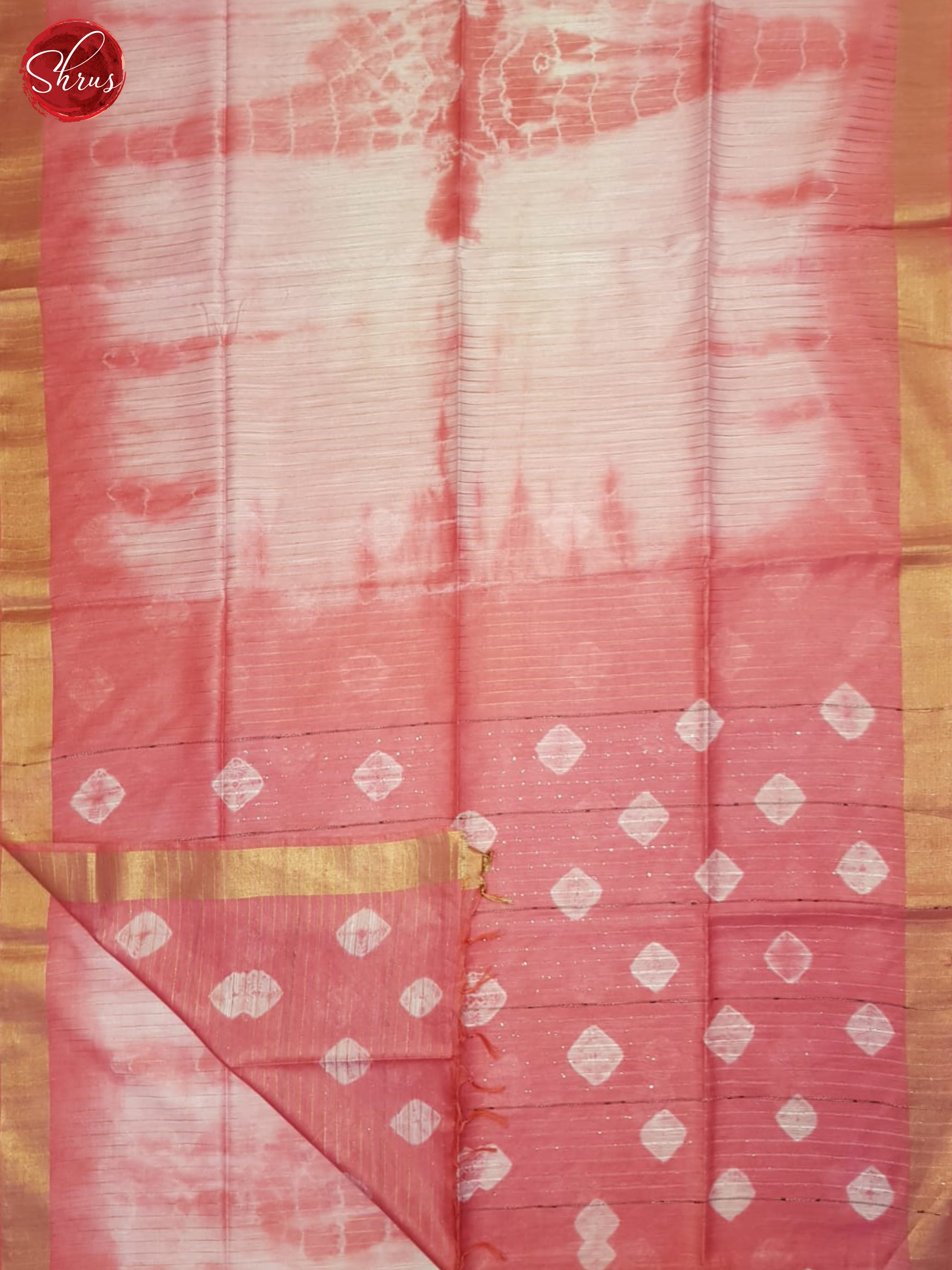 Cream And Pink- Shibori Saree - Shop on ShrusEternity.com