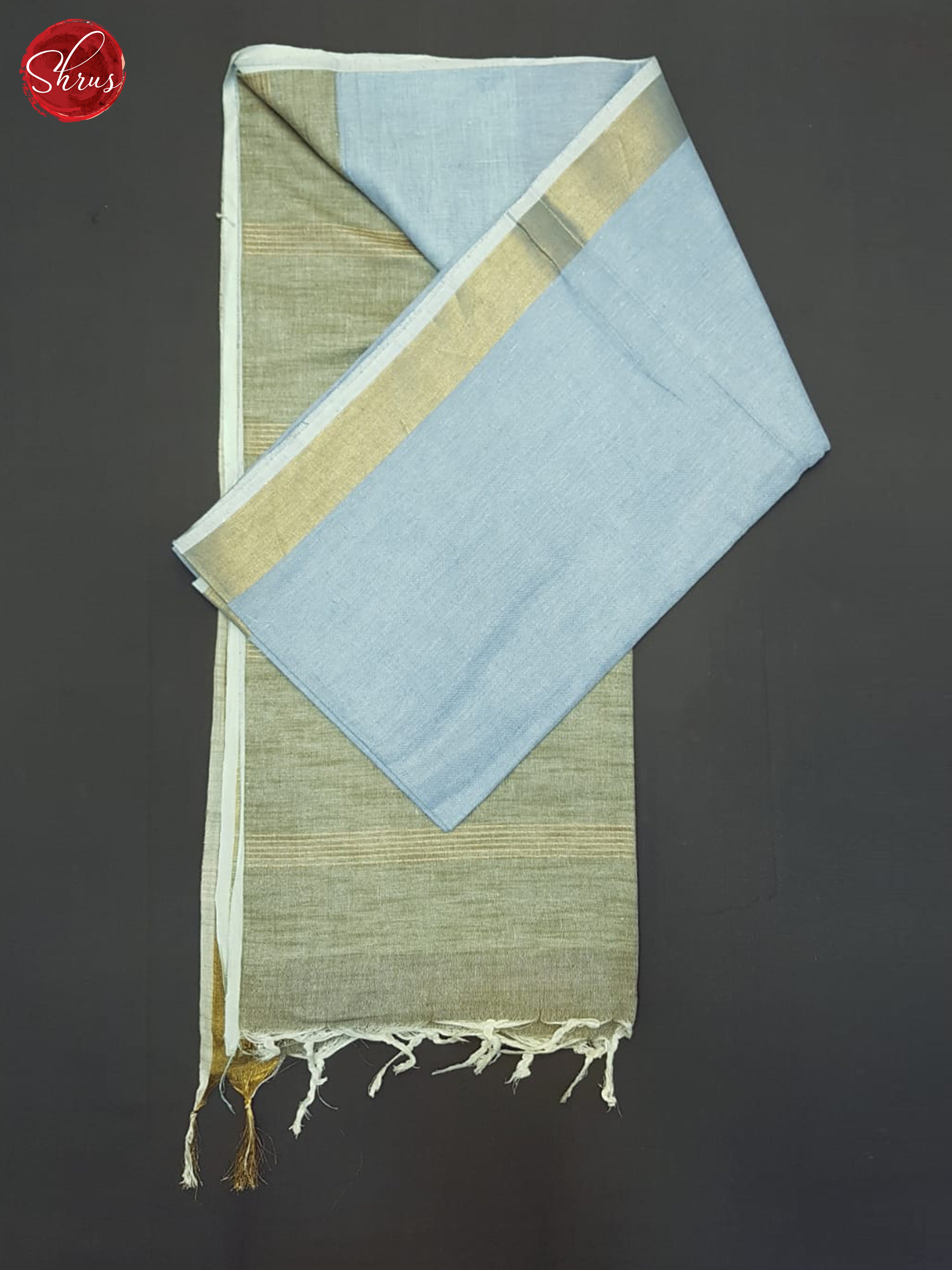 Blue And Grey- Linen cotton Saree - Shop on ShrusEternity.com