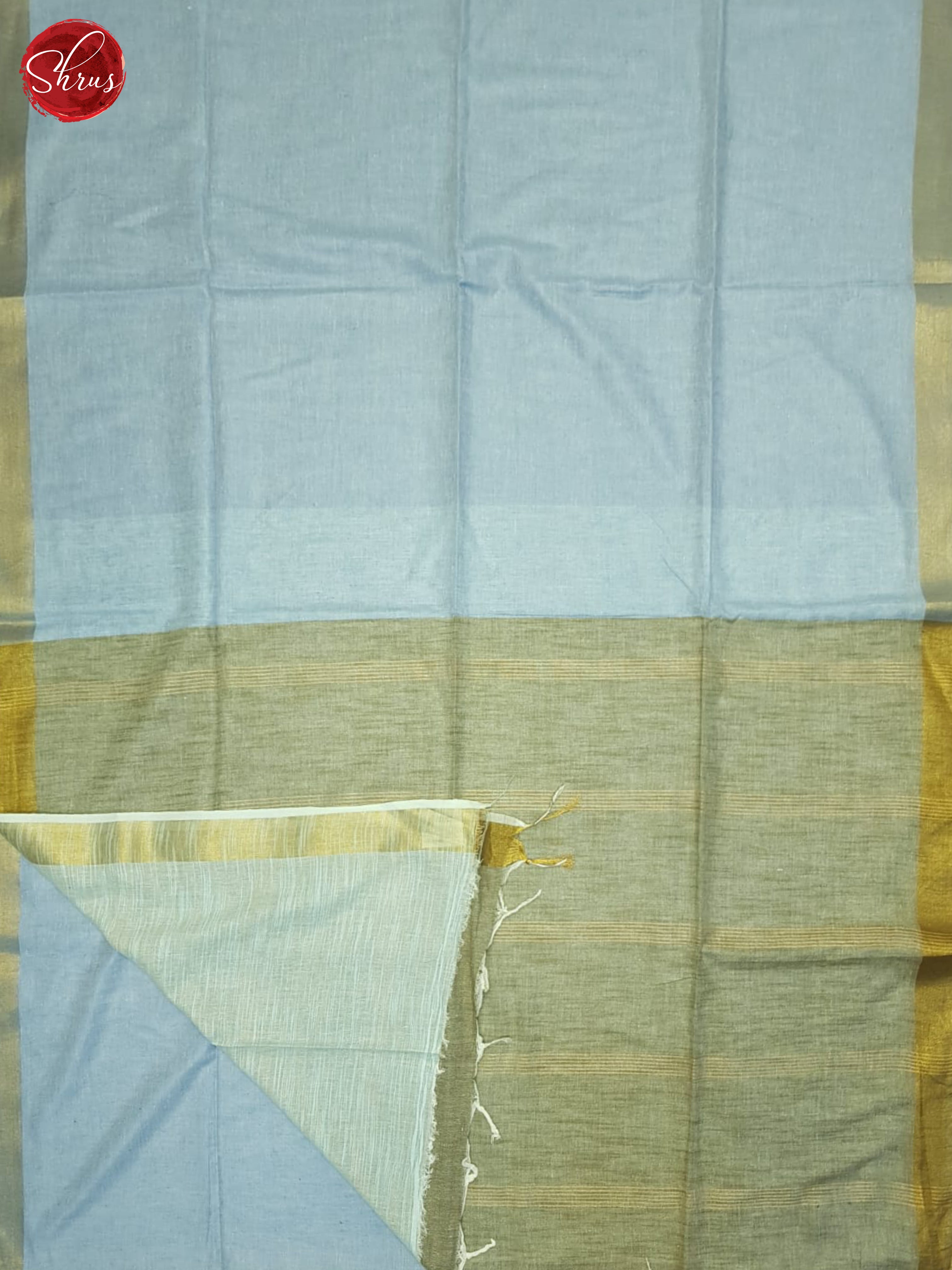 Blue And Grey- Linen cotton Saree - Shop on ShrusEternity.com