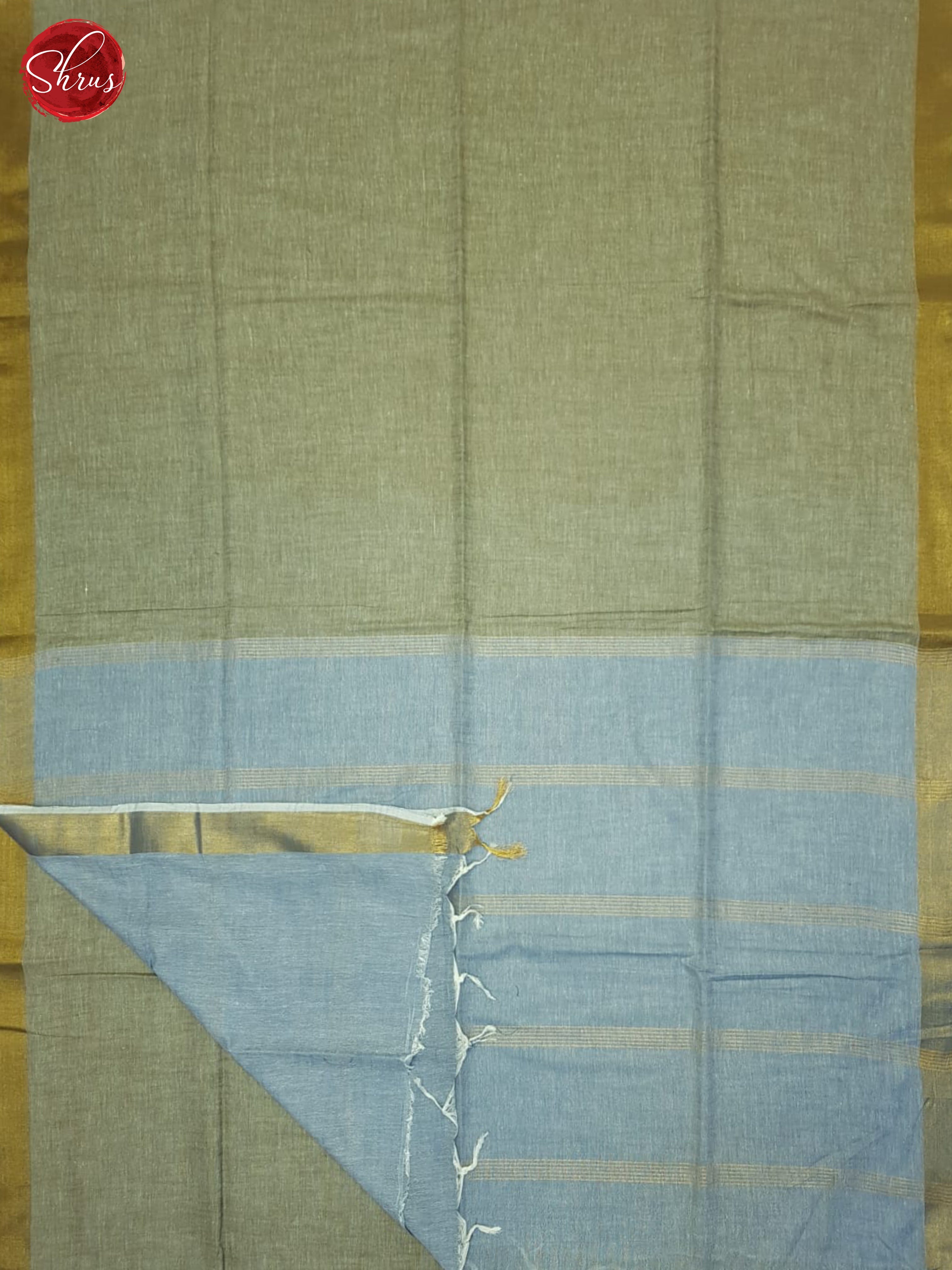 Grey & Blue - Linen Cotton Saree - Shop on ShrusEternity.com