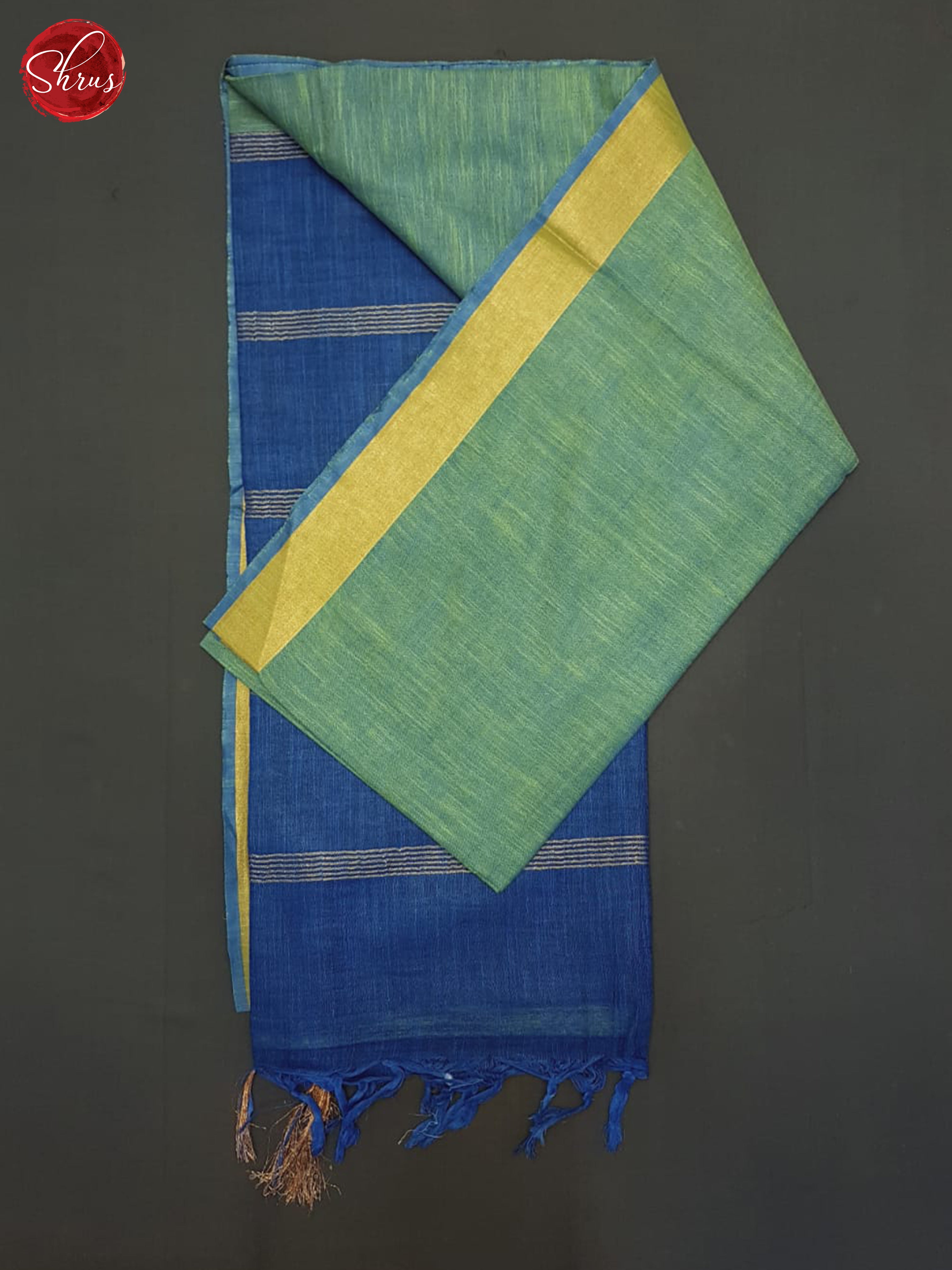 Green And Blue- Linen Cotton Saree - Shop on ShrusEternity.com