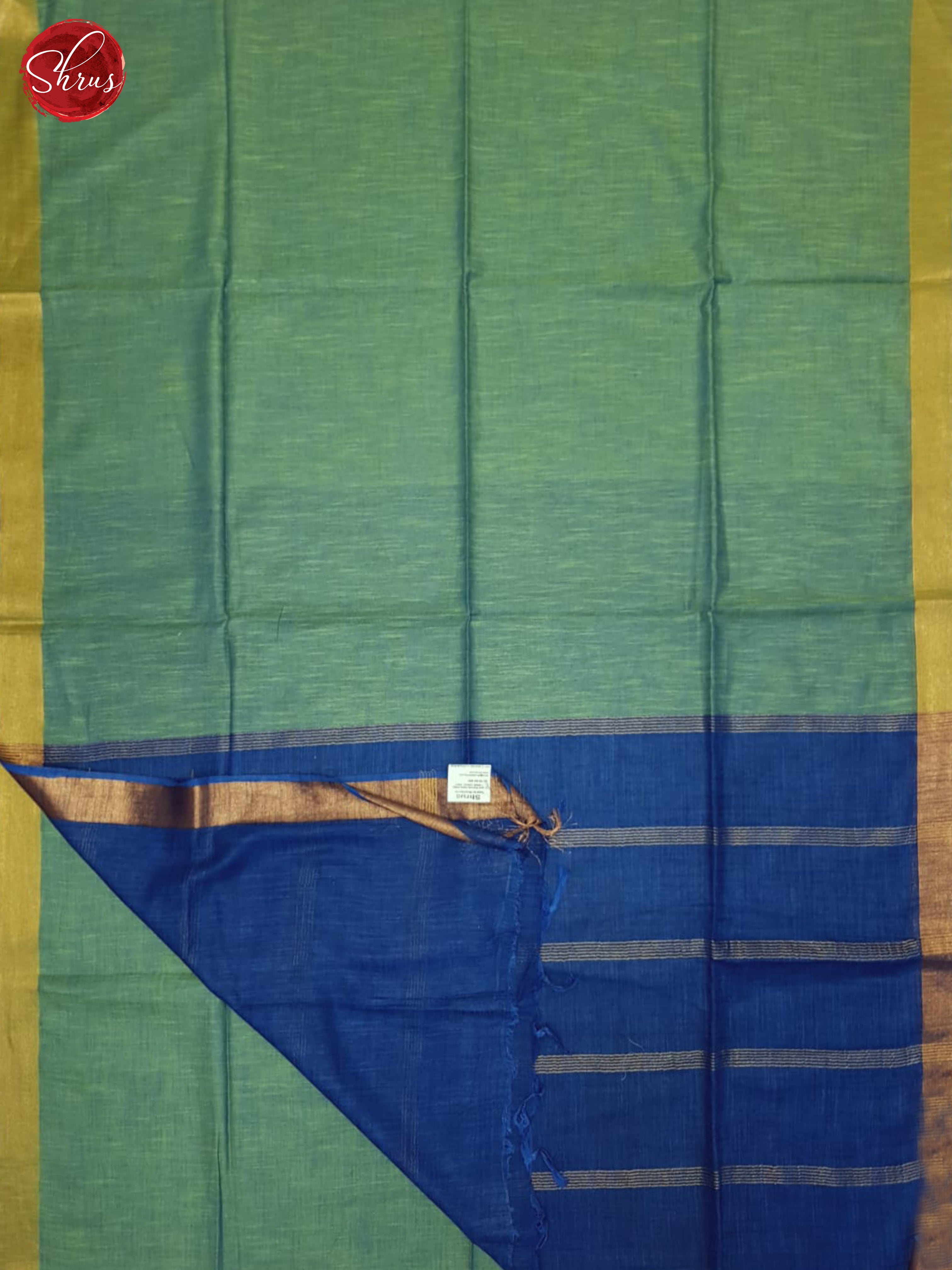 Green And Blue- Linen Cotton Saree - Shop on ShrusEternity.com