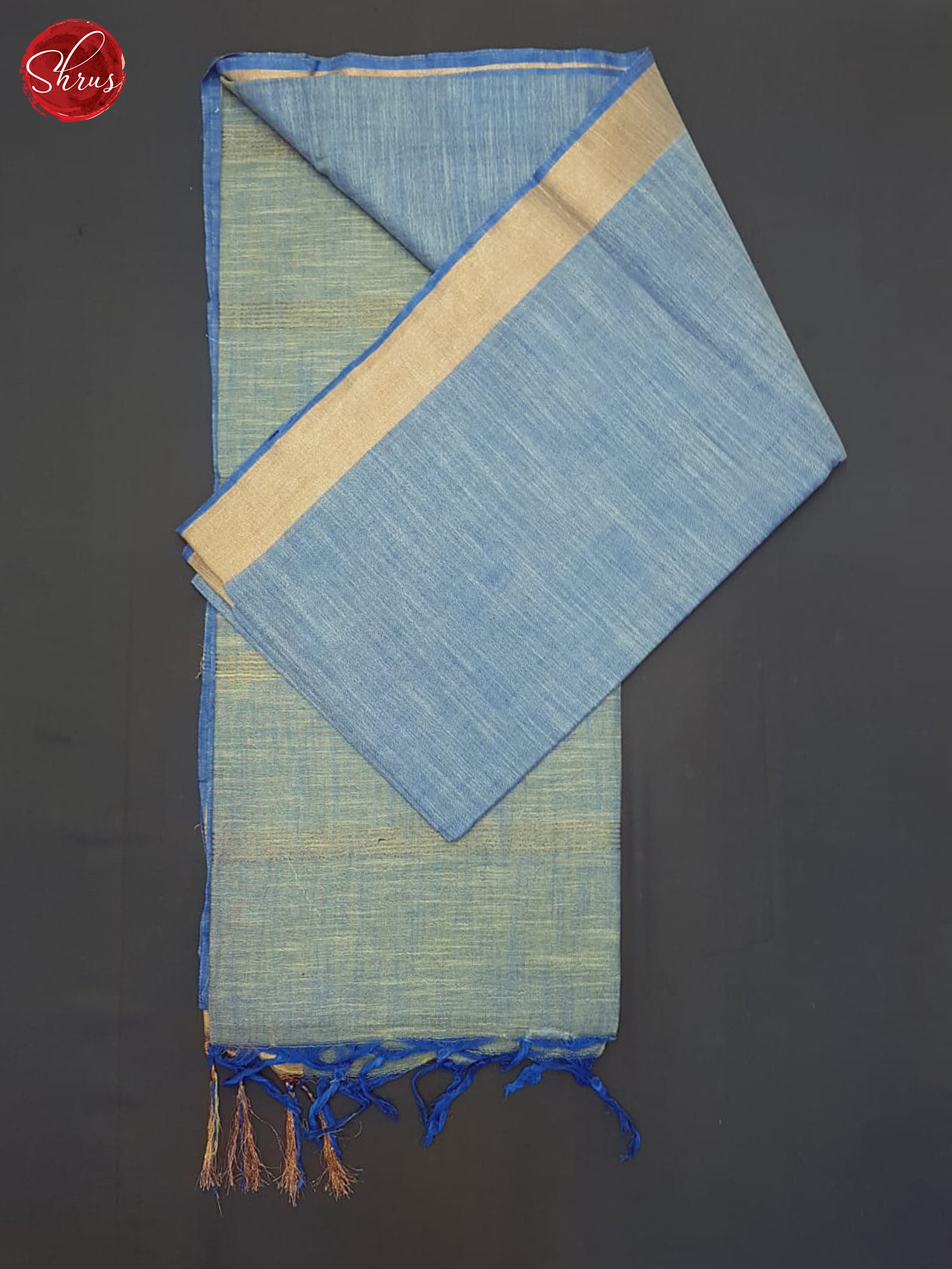 Blue And Grey- Linen Cotton Saree - Shop on ShrusEternity.com