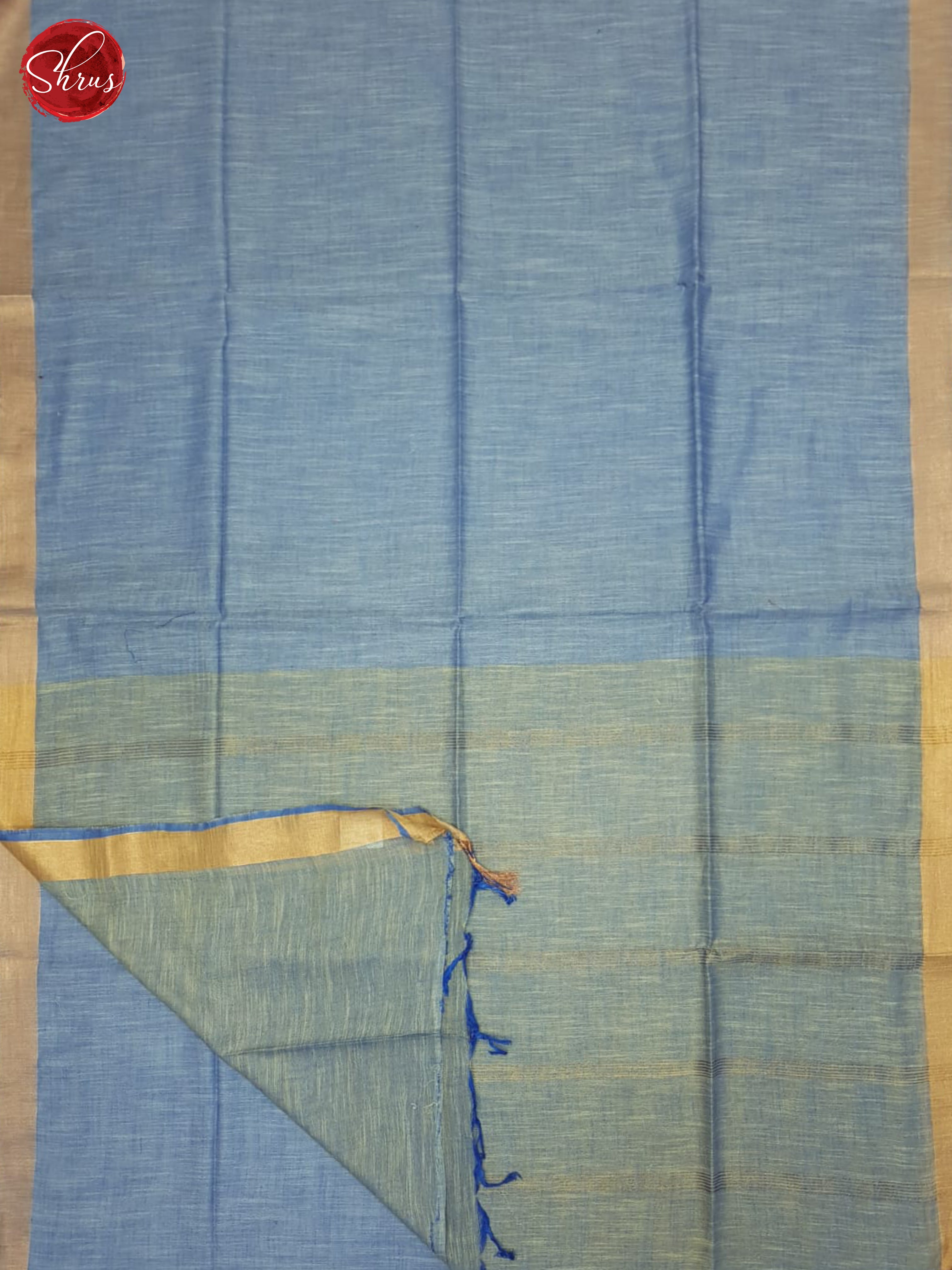 Blue And Grey- Linen Cotton Saree - Shop on ShrusEternity.com
