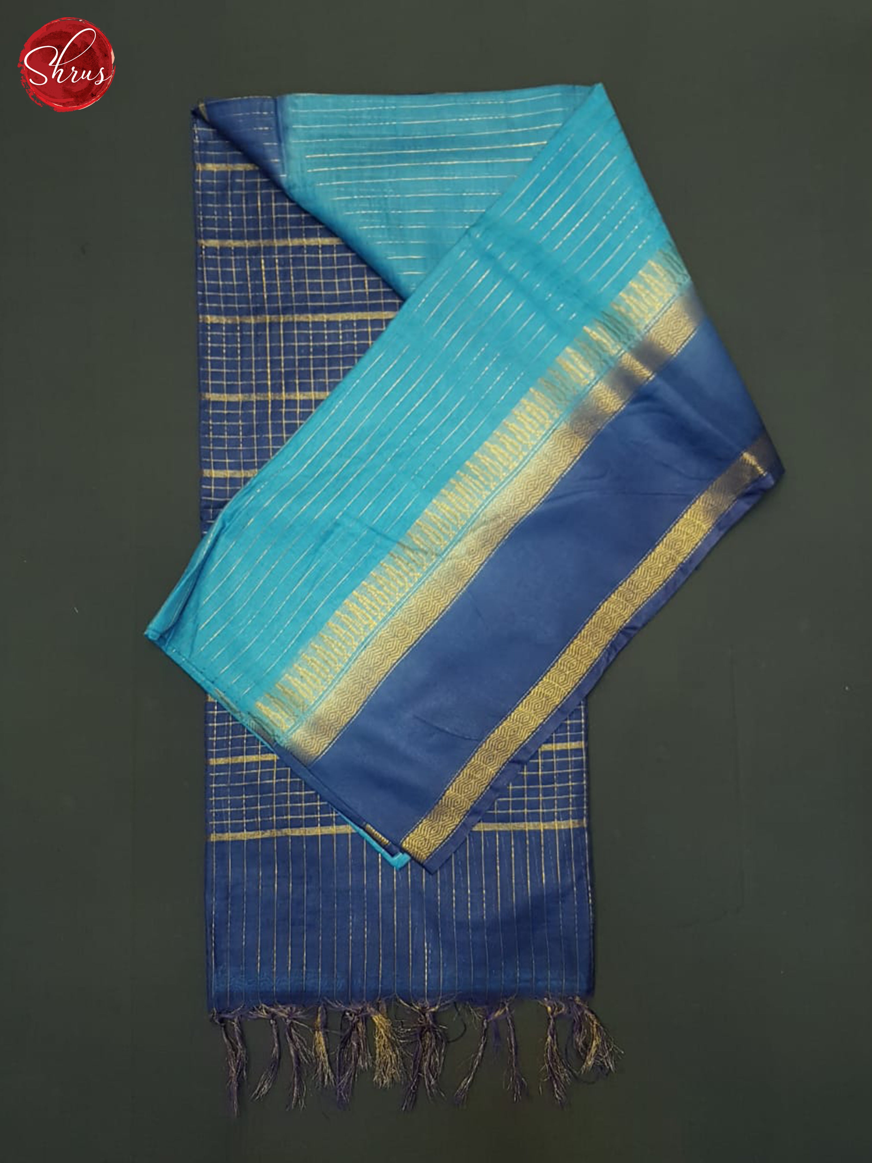 Teal Blue & Blue- Semi Tussar Saree - Shop on ShrusEternity.com