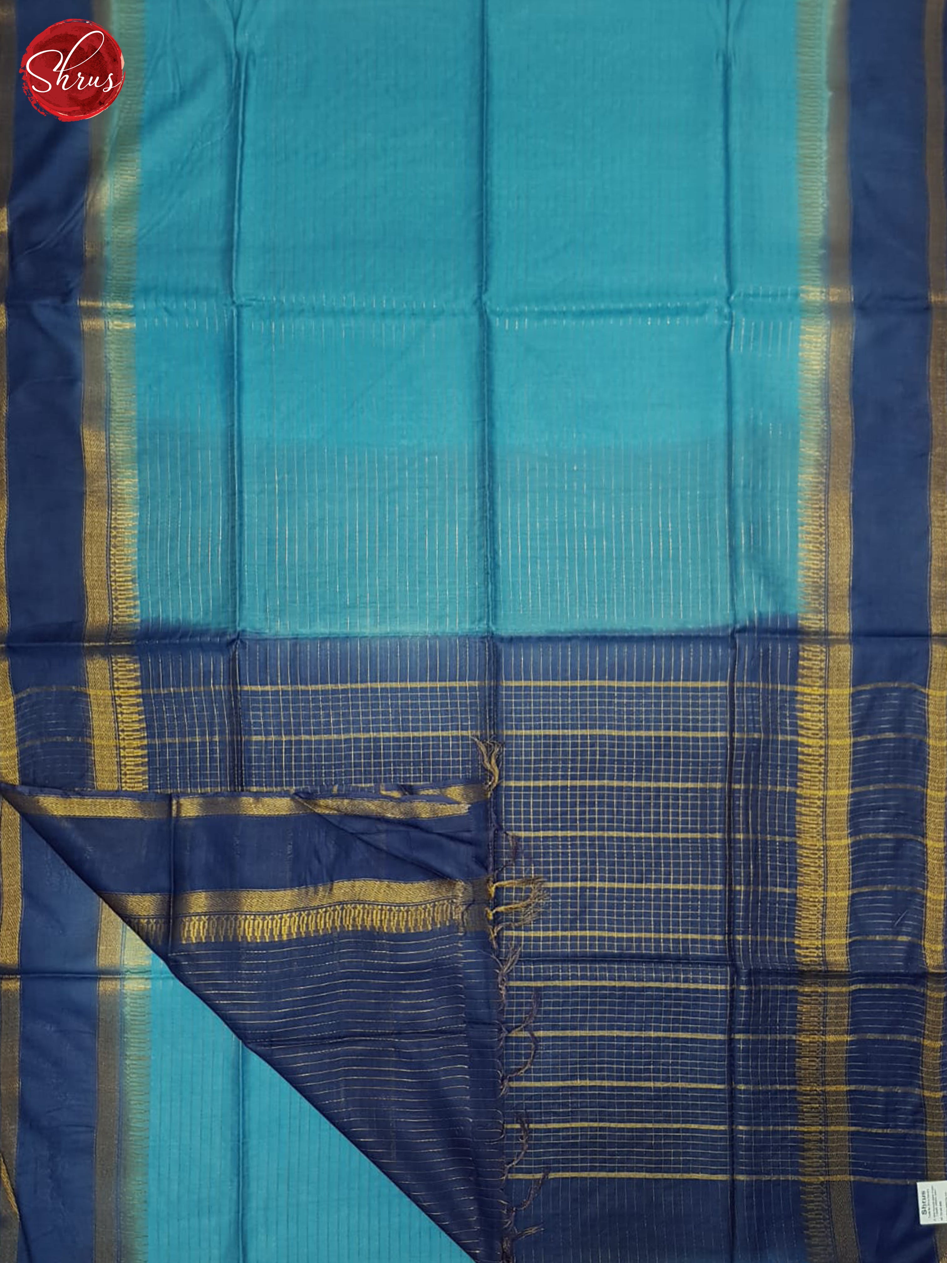 Teal Blue & Blue- Semi Tussar Saree - Shop on ShrusEternity.com