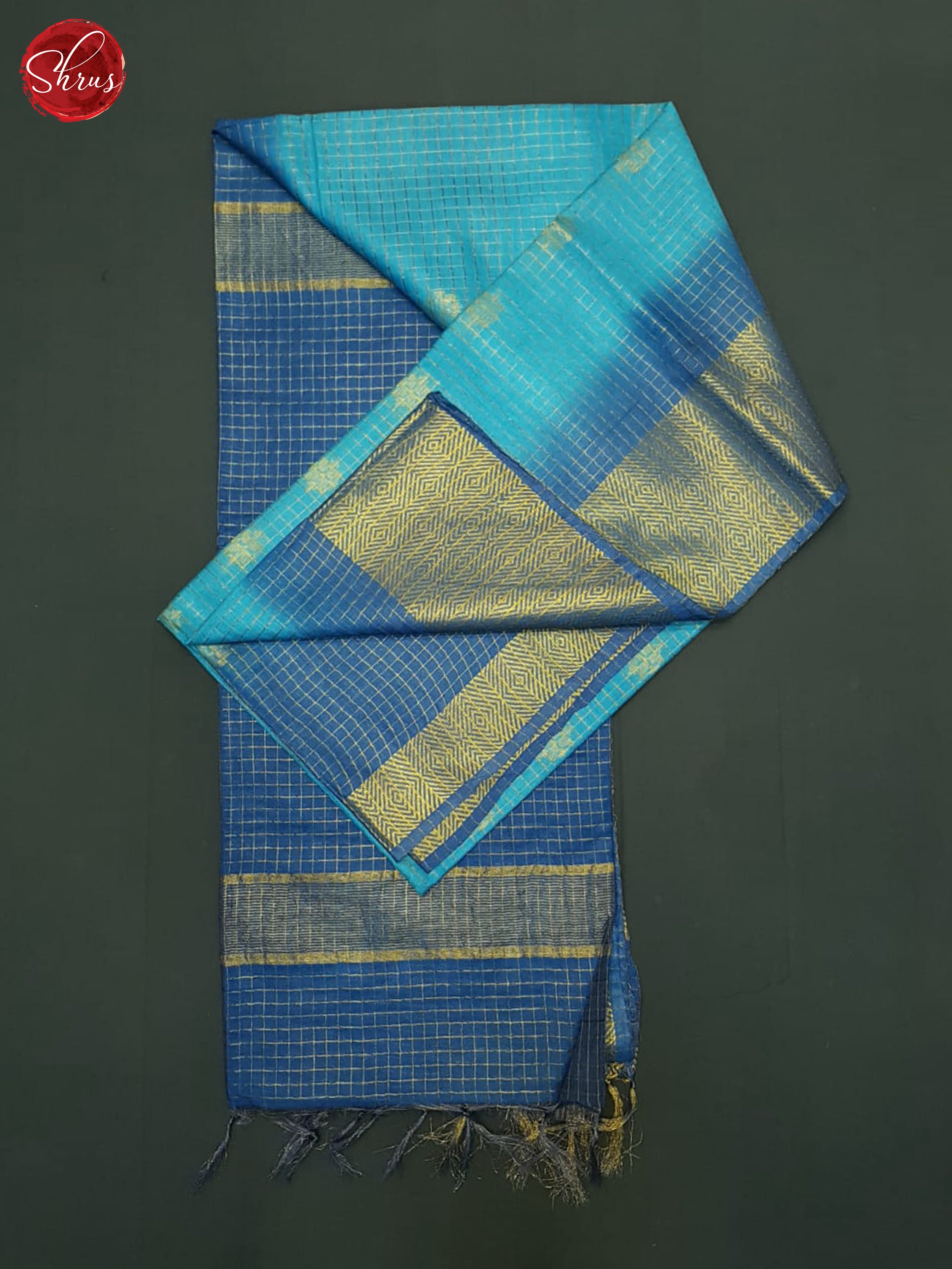 Teal & Blue - Semi Tussar Saree - Shop on ShrusEternity.com