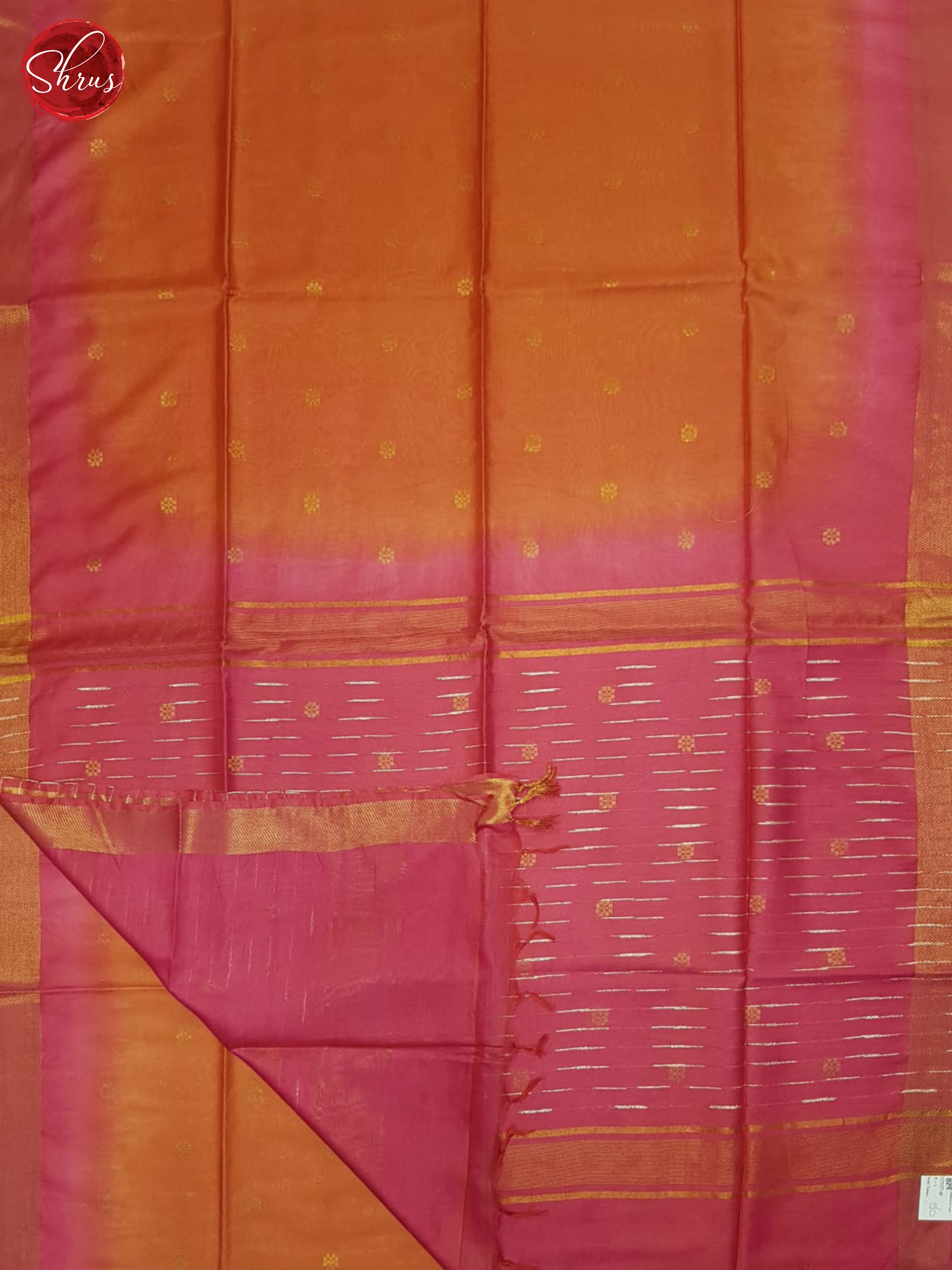 Orange & Pink- Semi Tussar Saree - Shop on ShrusEternity.com
