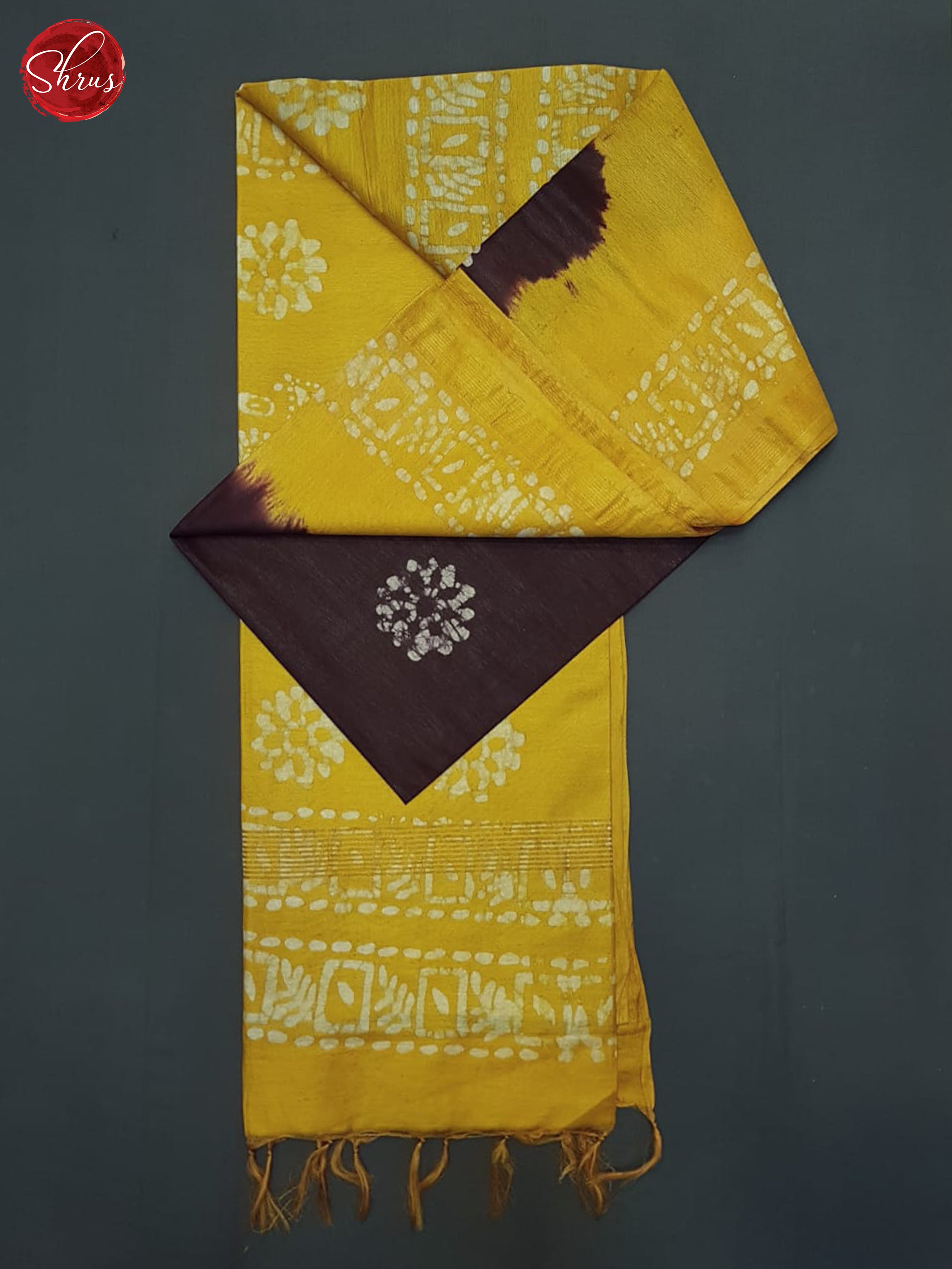 Deep Wine & Yellow - Bhatik Saree - Shop on ShrusEternity.com