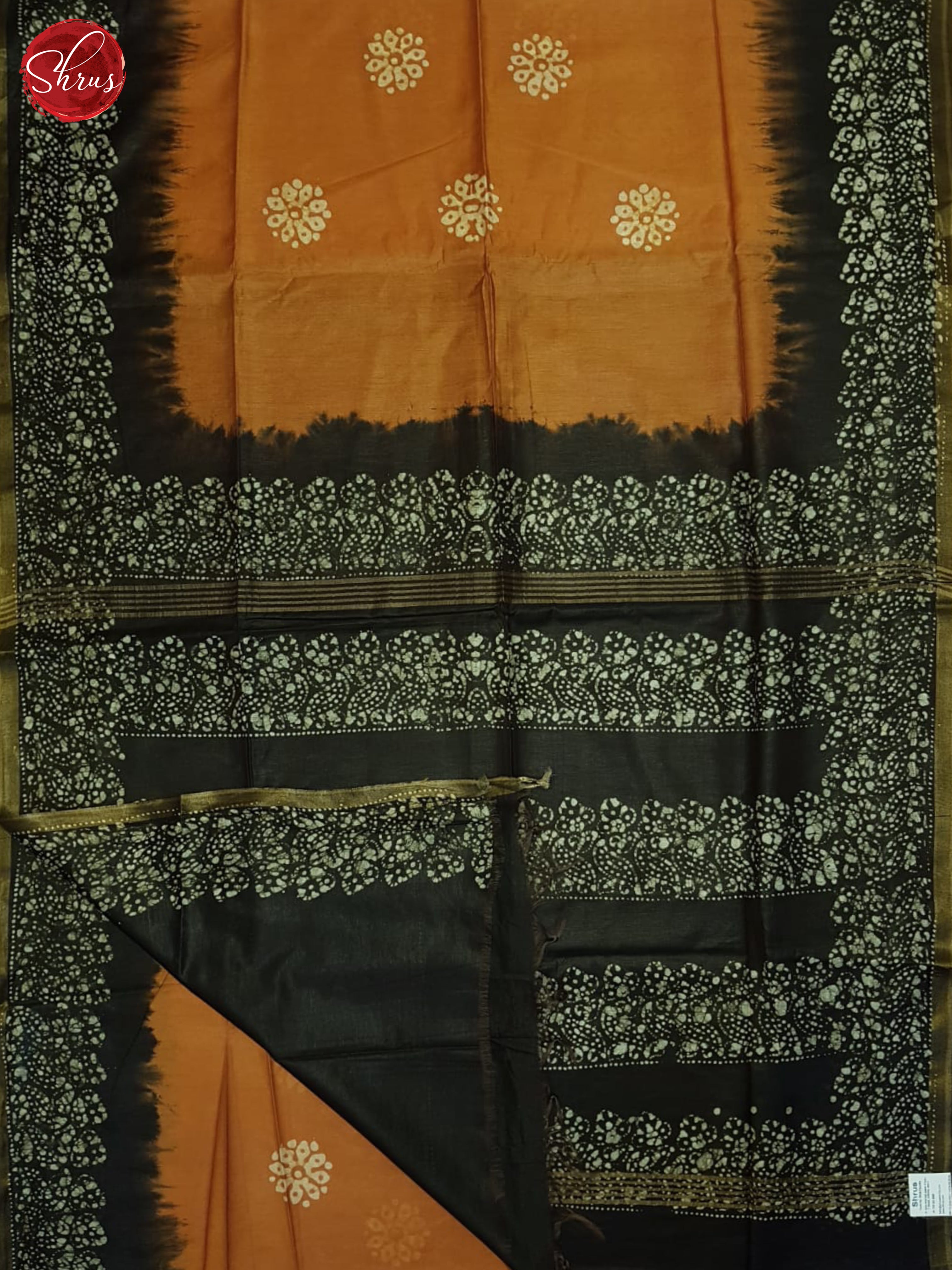 Brick Orange & Black- Bhatik Saree - Shop on ShrusEternity.com