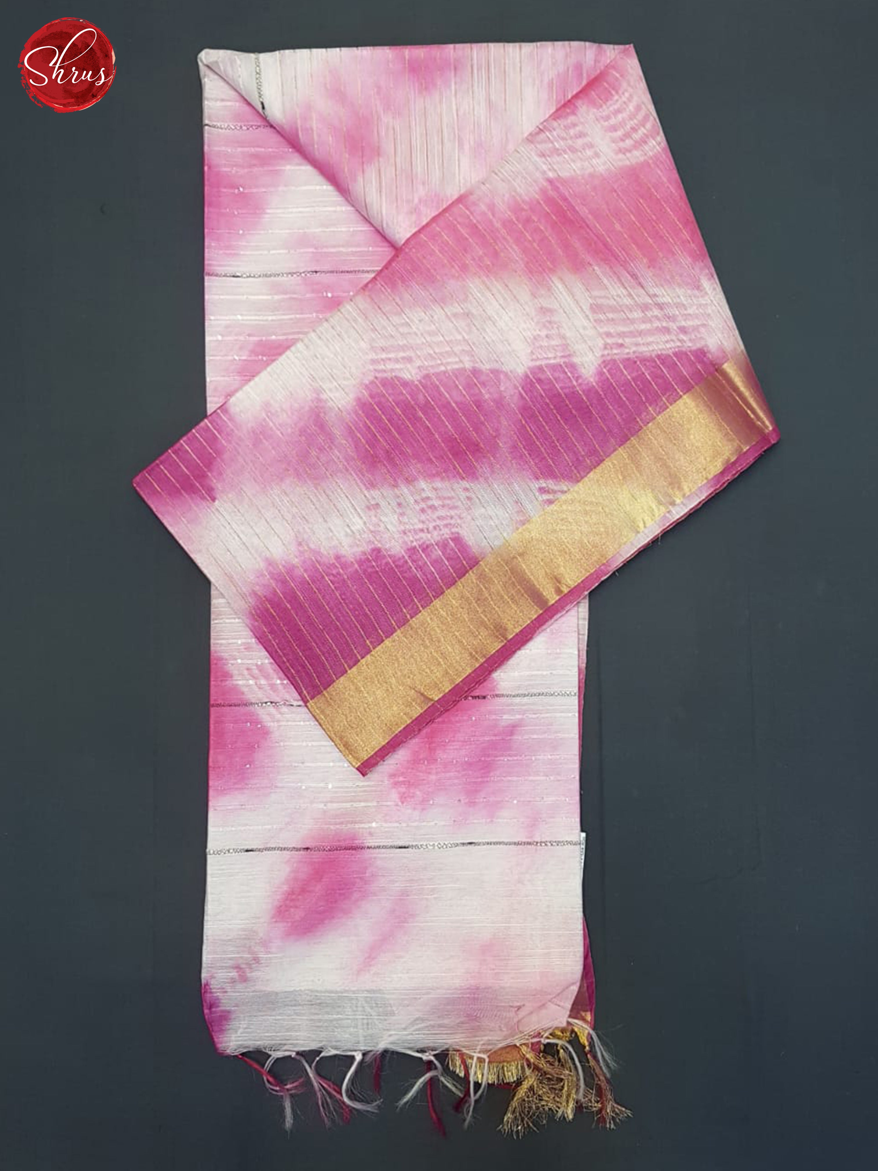 Cream And Candy Pink- Shibori Saree - Shop on ShrusEternity.com