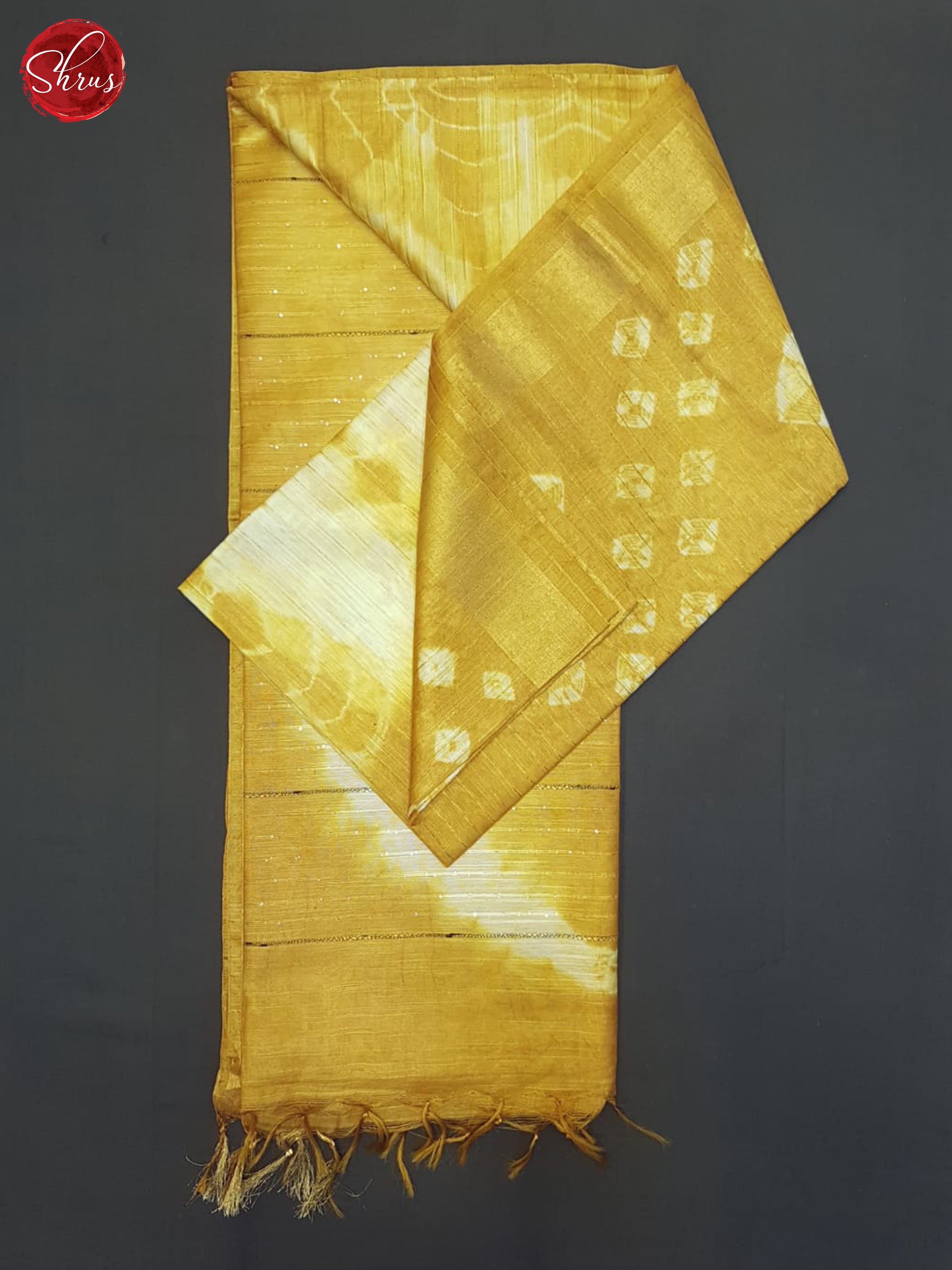 Cream And Mustard- Shibori Saree - Shop on ShrusEternity.com