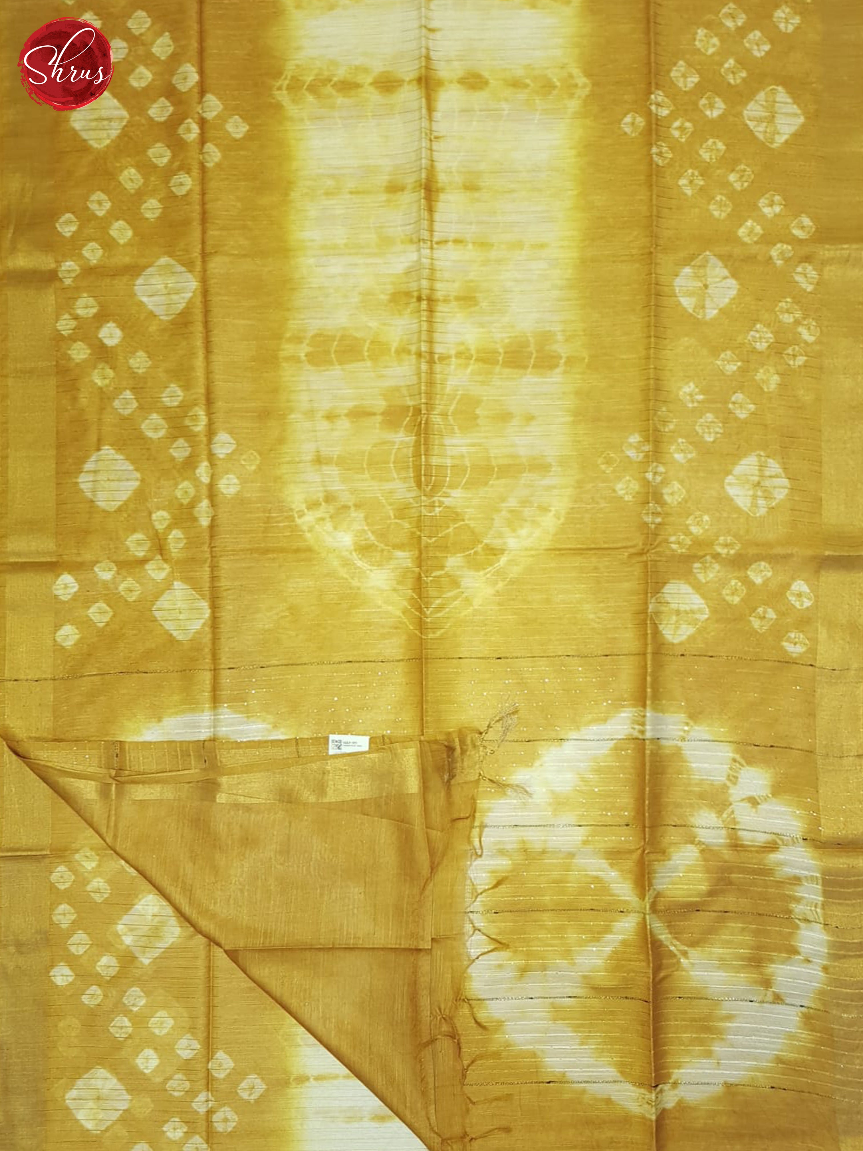 Cream And Mustard- Shibori Saree - Shop on ShrusEternity.com