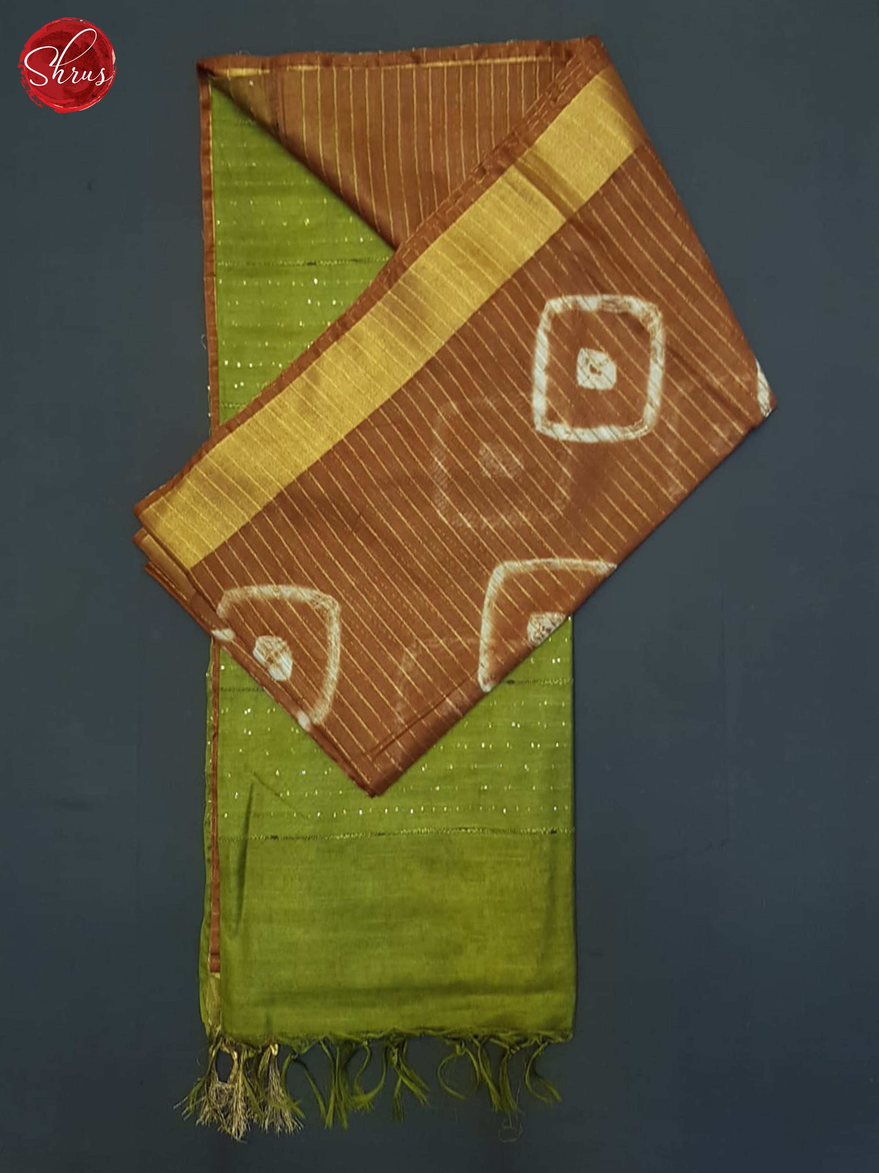 Brown And Green- Shibori Saree - Shop on ShrusEternity.com