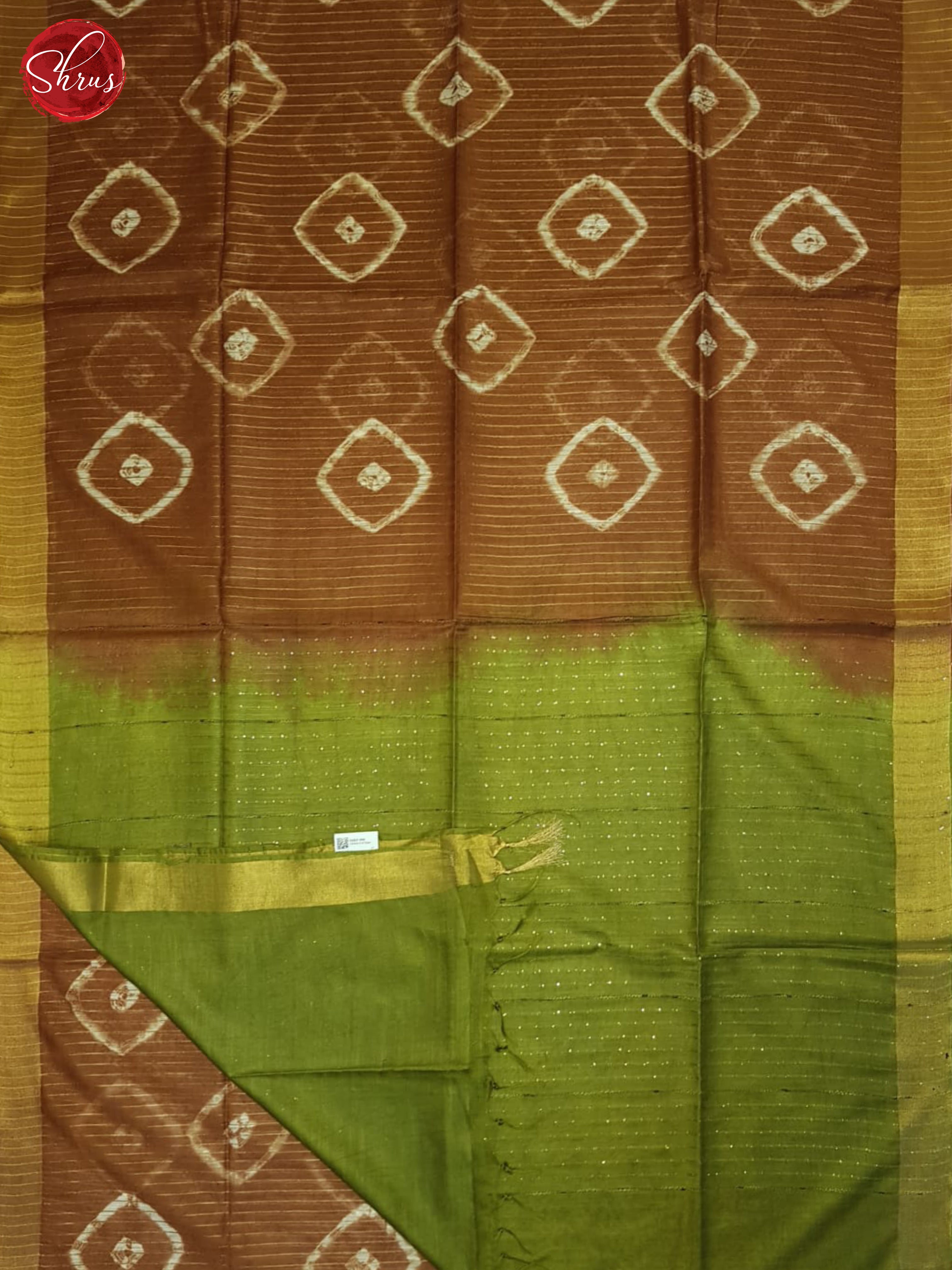 Brown And Green- Shibori Saree - Shop on ShrusEternity.com