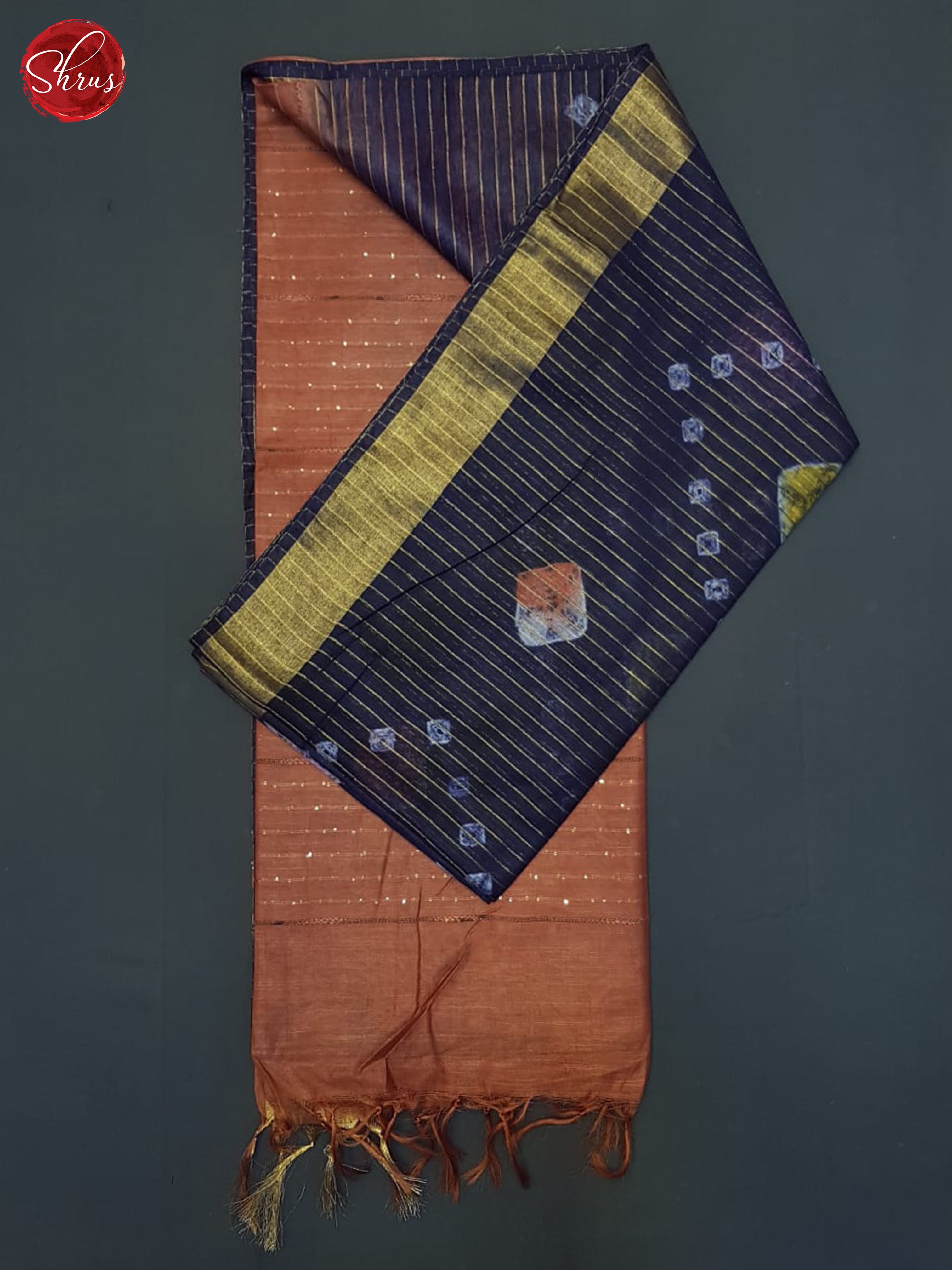 Blue And Brown- Shibori Saree - Shop on ShrusEternity.com