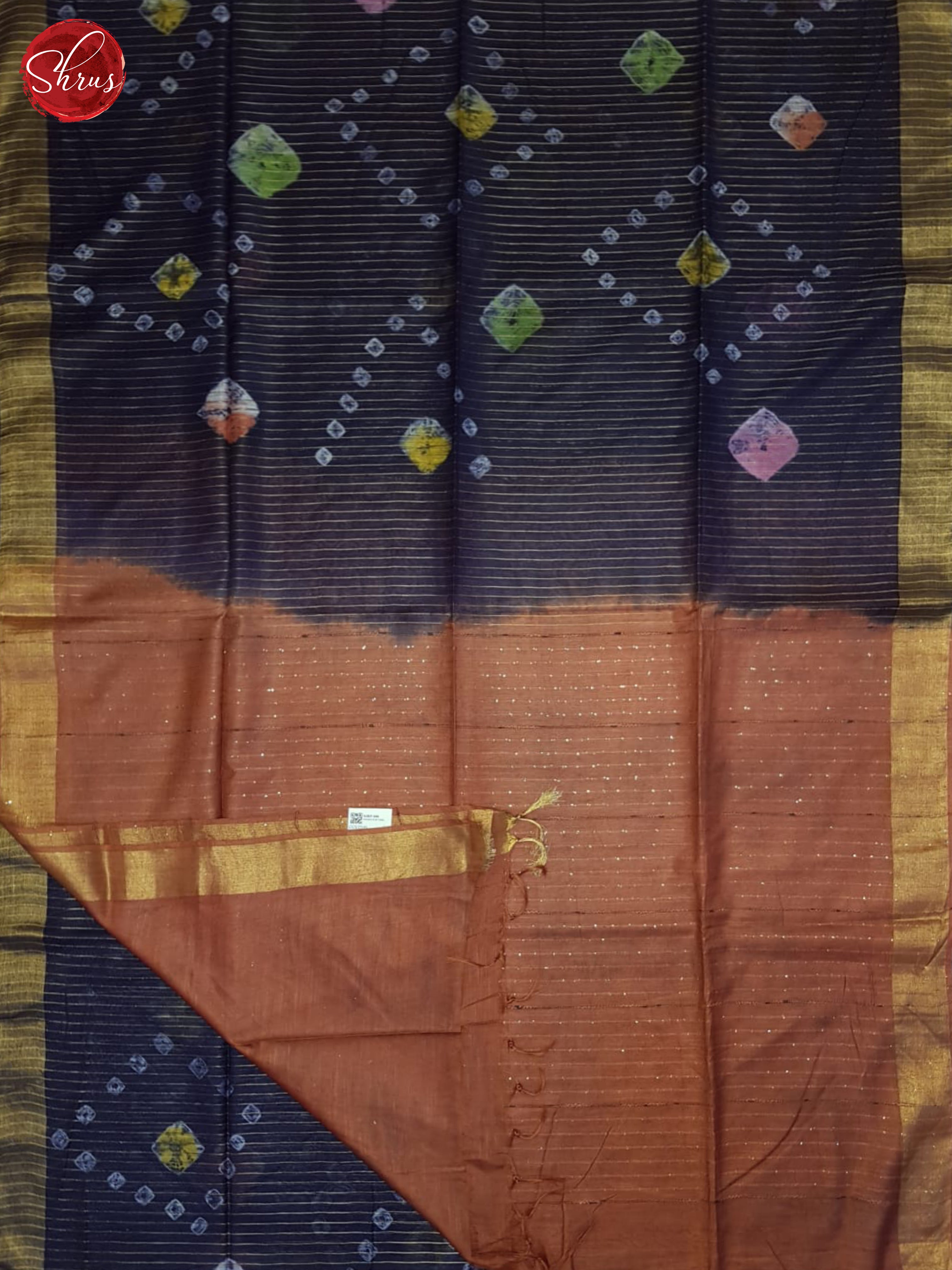 Blue And Brown- Shibori Saree - Shop on ShrusEternity.com