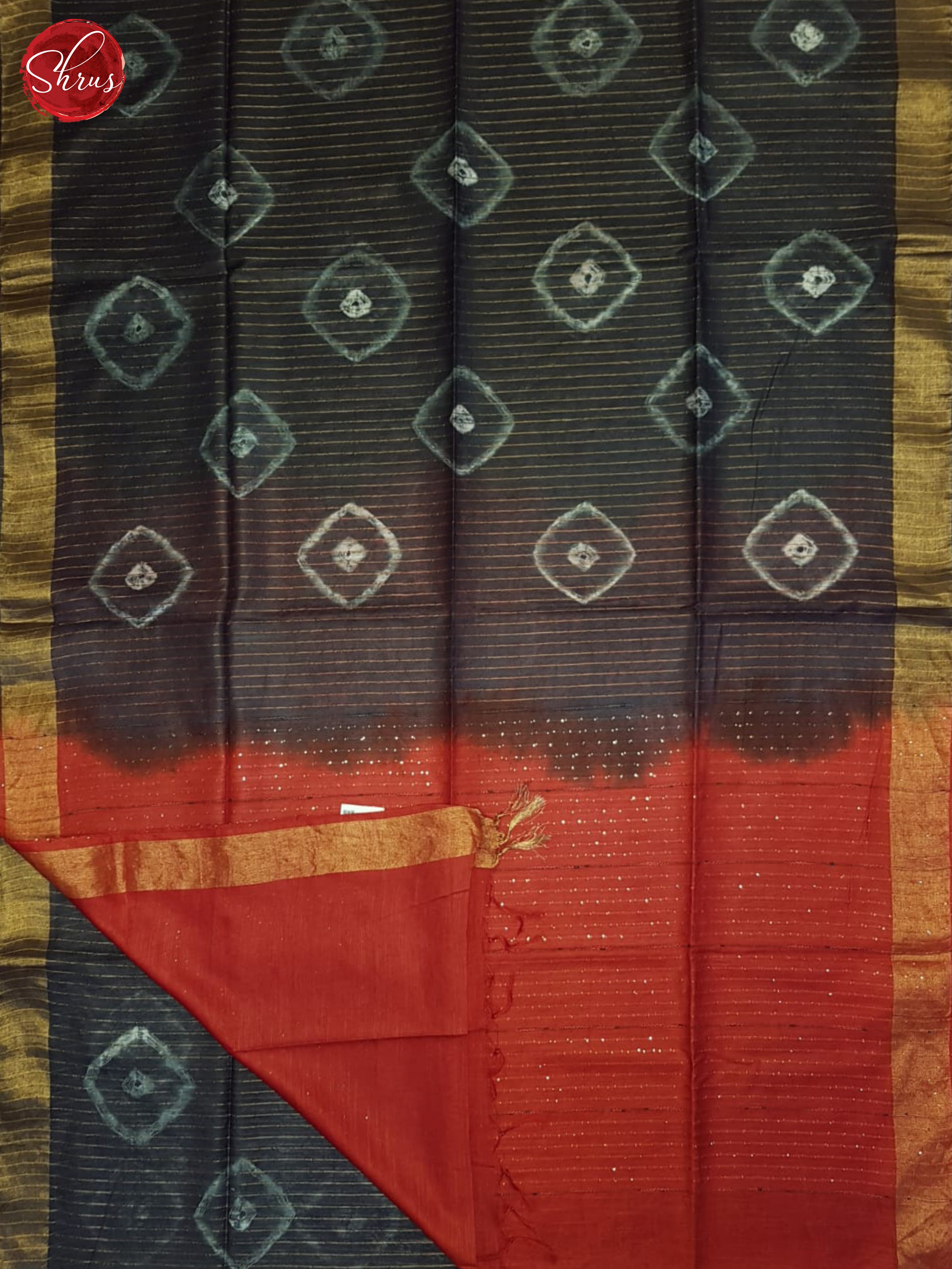 Grey And Red- Shibori Saree - Shop on ShrusEternity.com