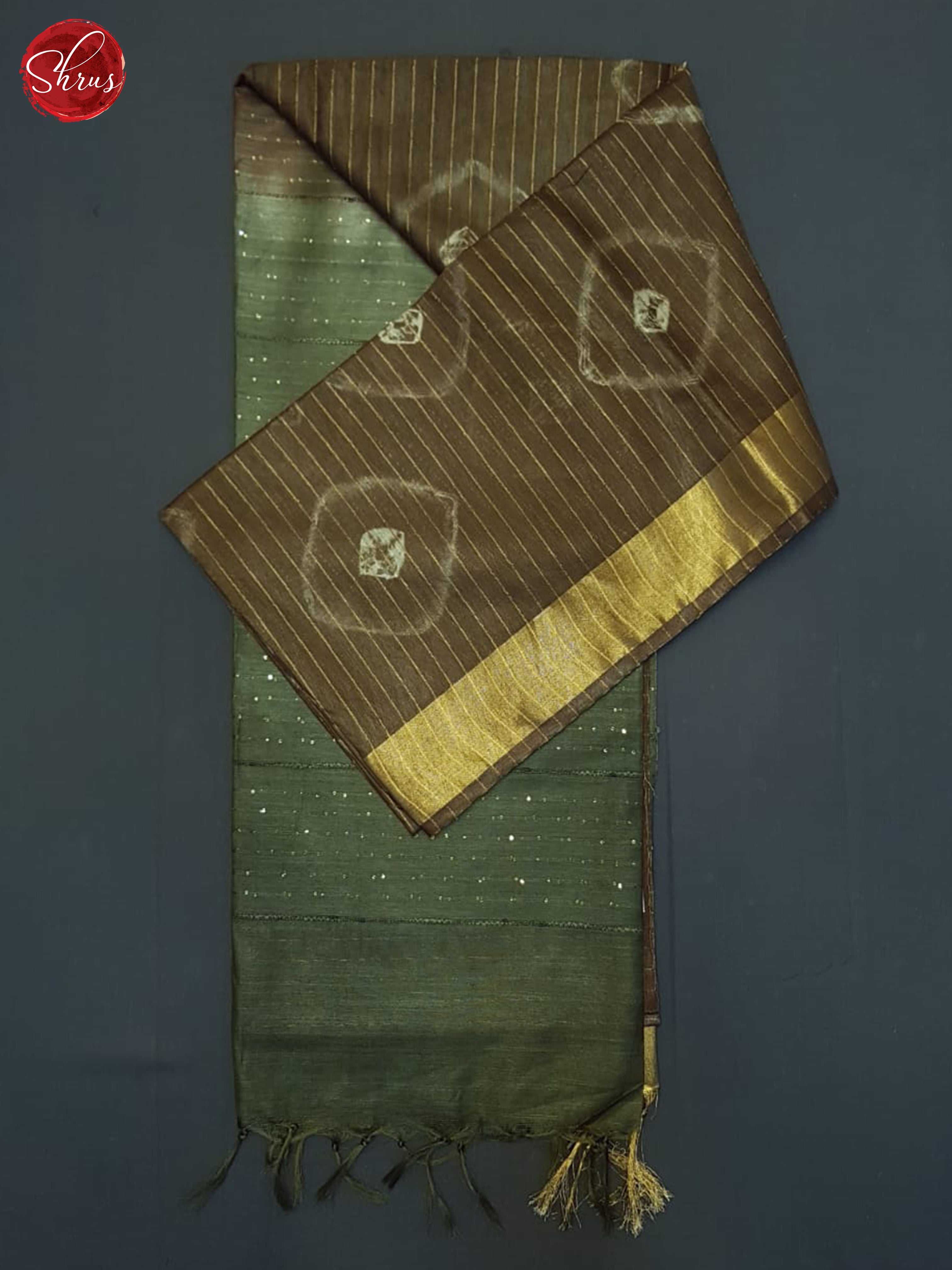 Brown And Green- Shibori Saree - Shop on ShrusEternity.com