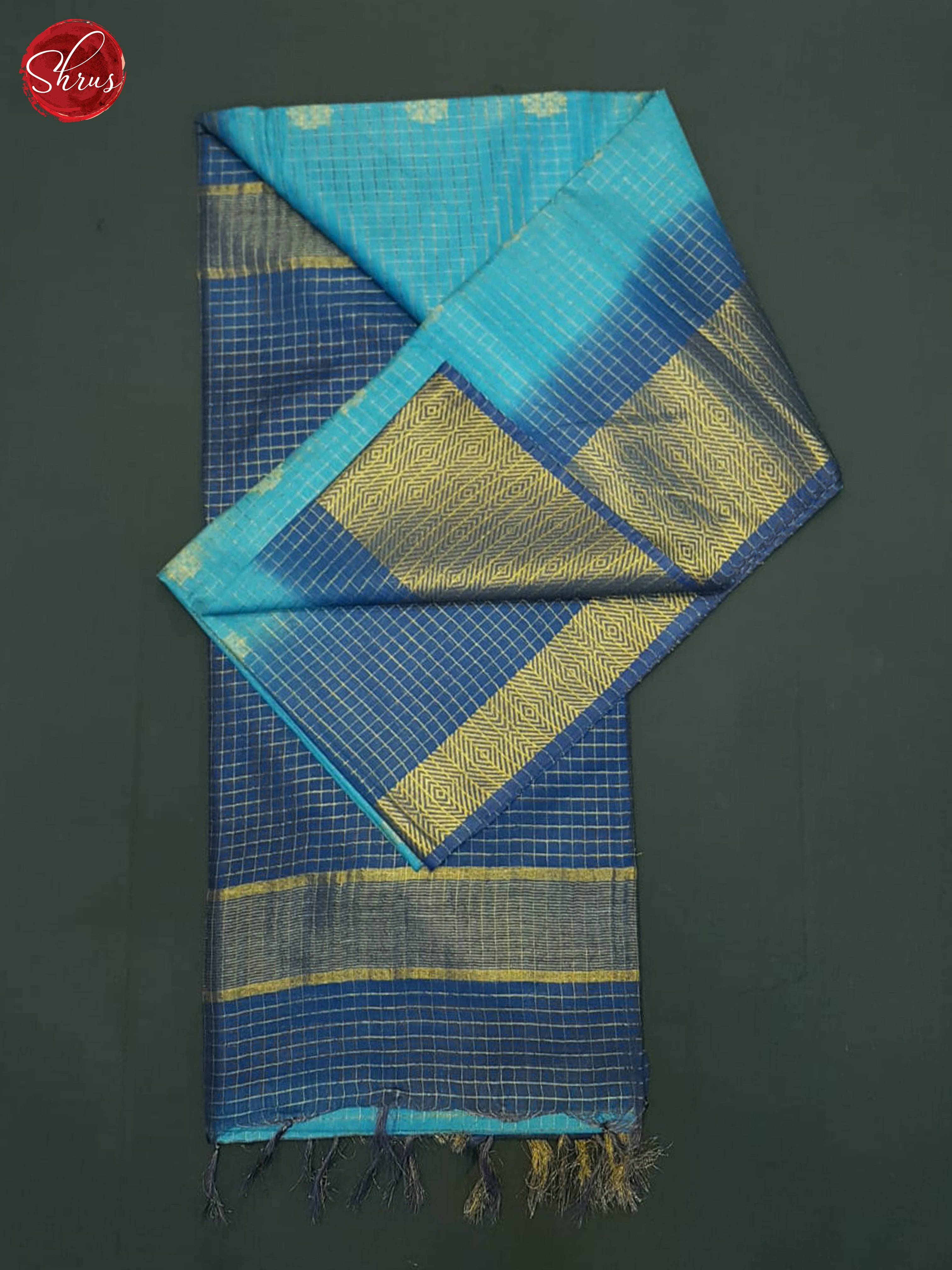 Sky Blue & Blue- Semi Tussar Saree - Shop on ShrusEternity.com