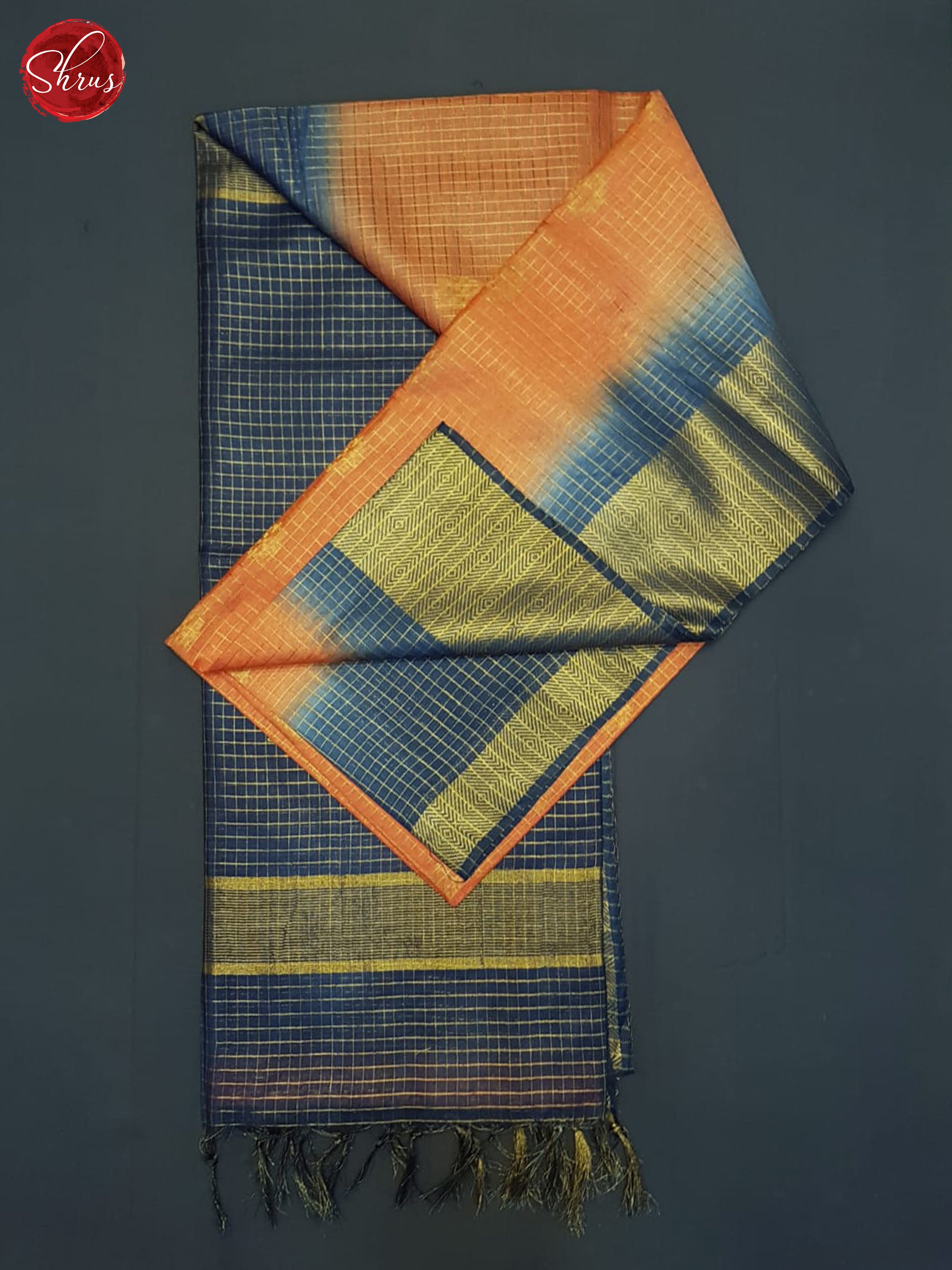 Orange And Blue -Semi Tussar Sraee - Shop on ShrusEternity.com