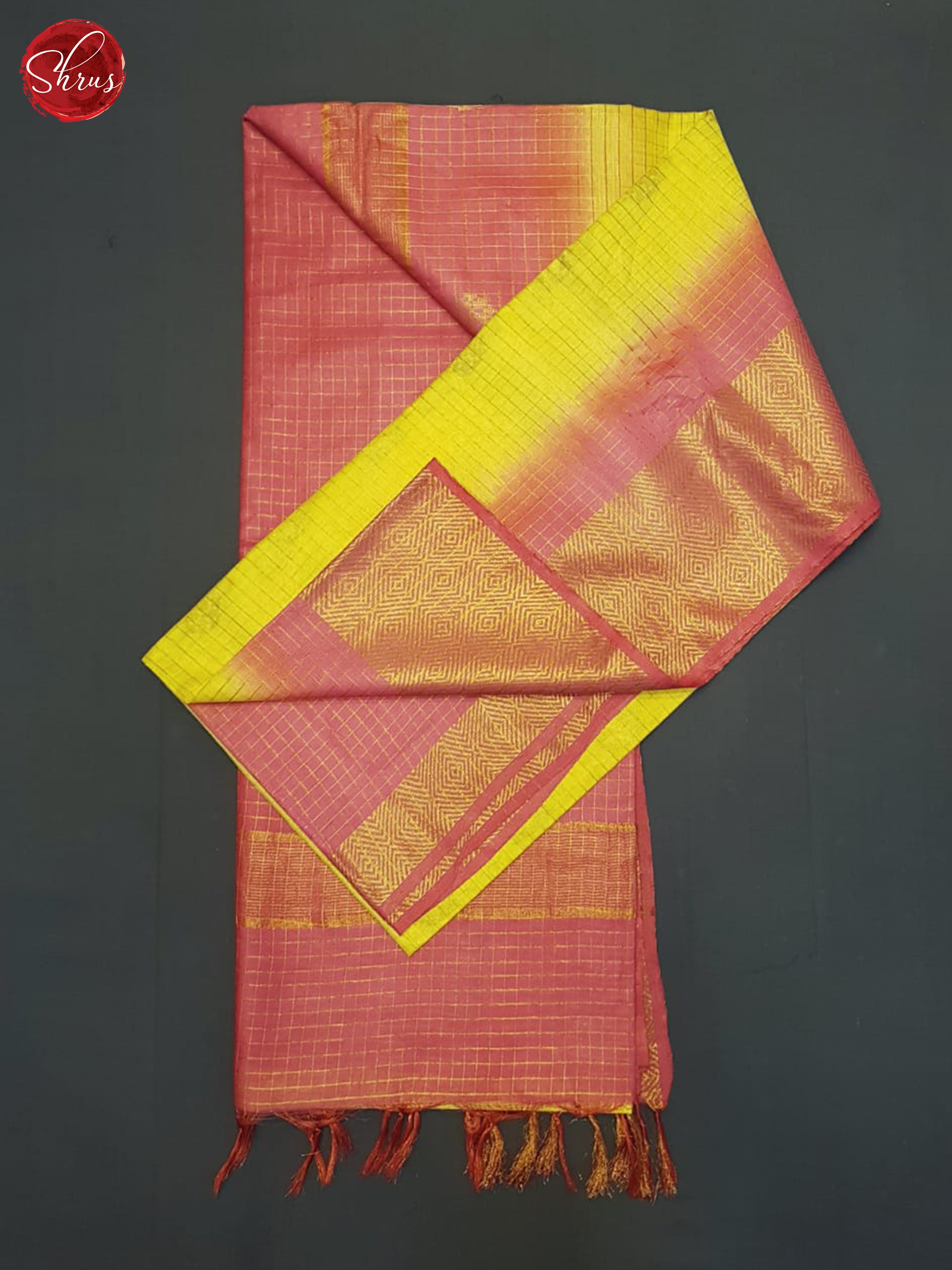 Yellow And Pink- Semi Tussar Saree - Shop on ShrusEternity.com