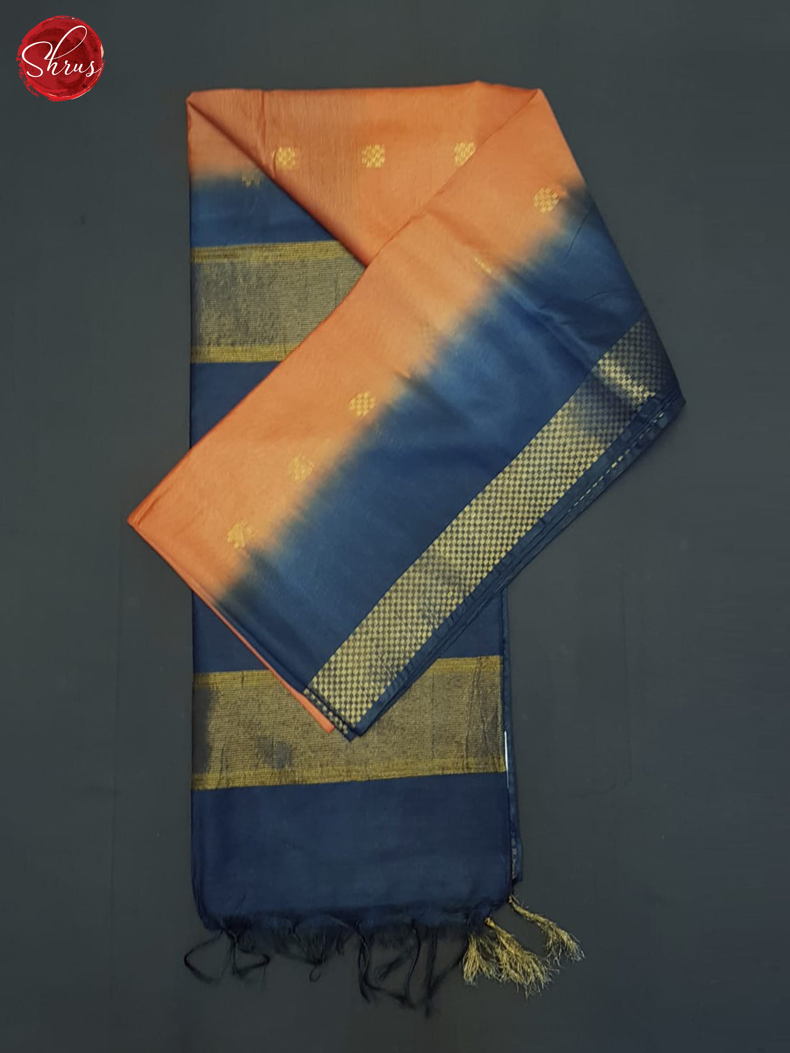 Orange And Blue- semi Tussar Saree - Shop on ShrusEternity.com