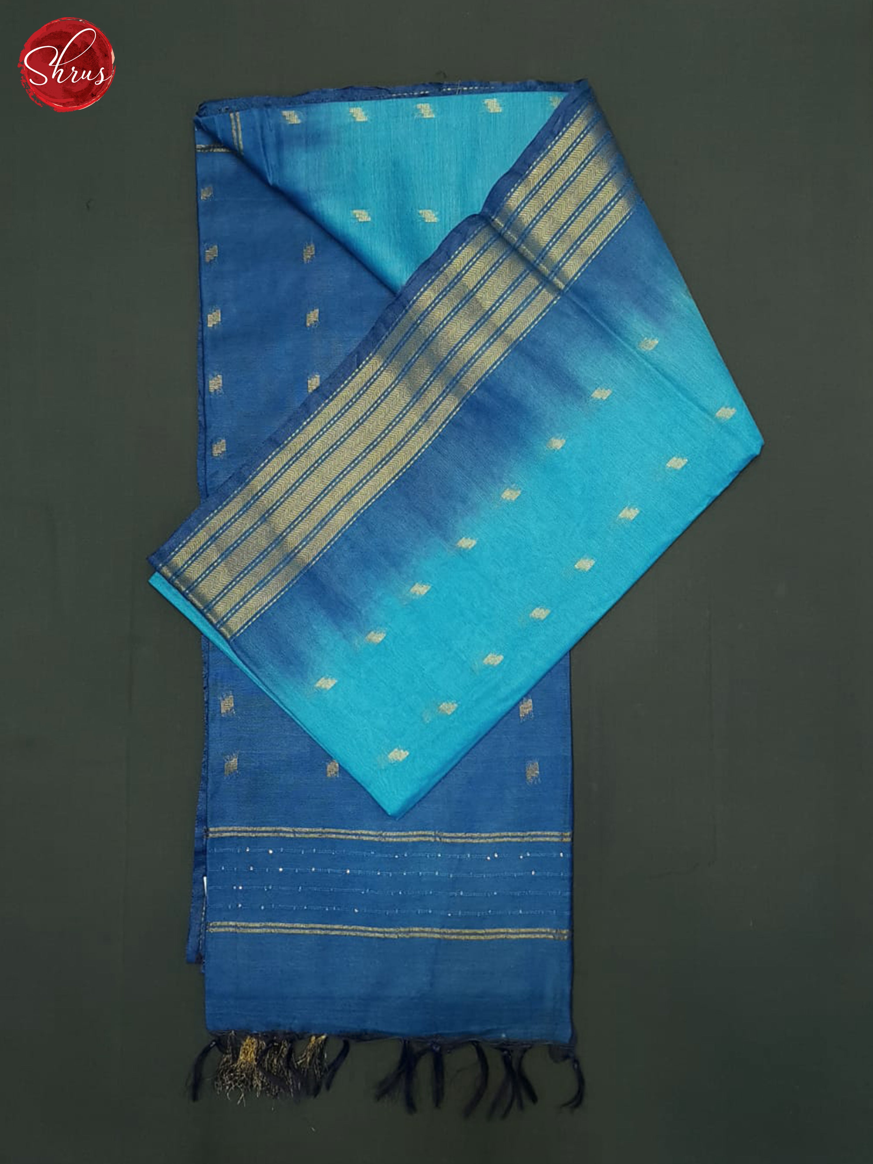 Light Blue & Blue - Semi Tussar Sree - Shop on ShrusEternity.com