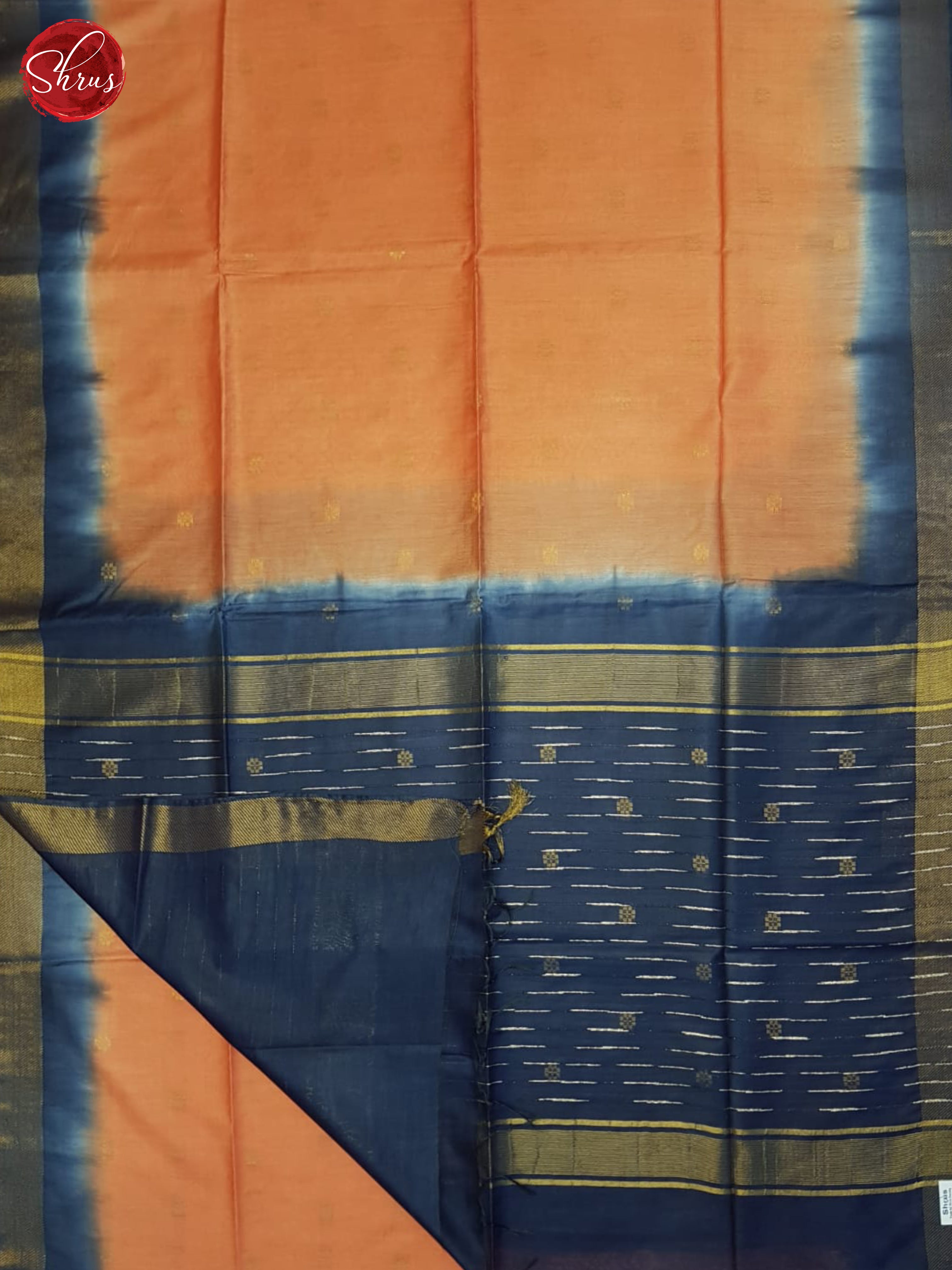 Orange And Blue- Semi Tussar Saree - Shop on ShrusEternity.com