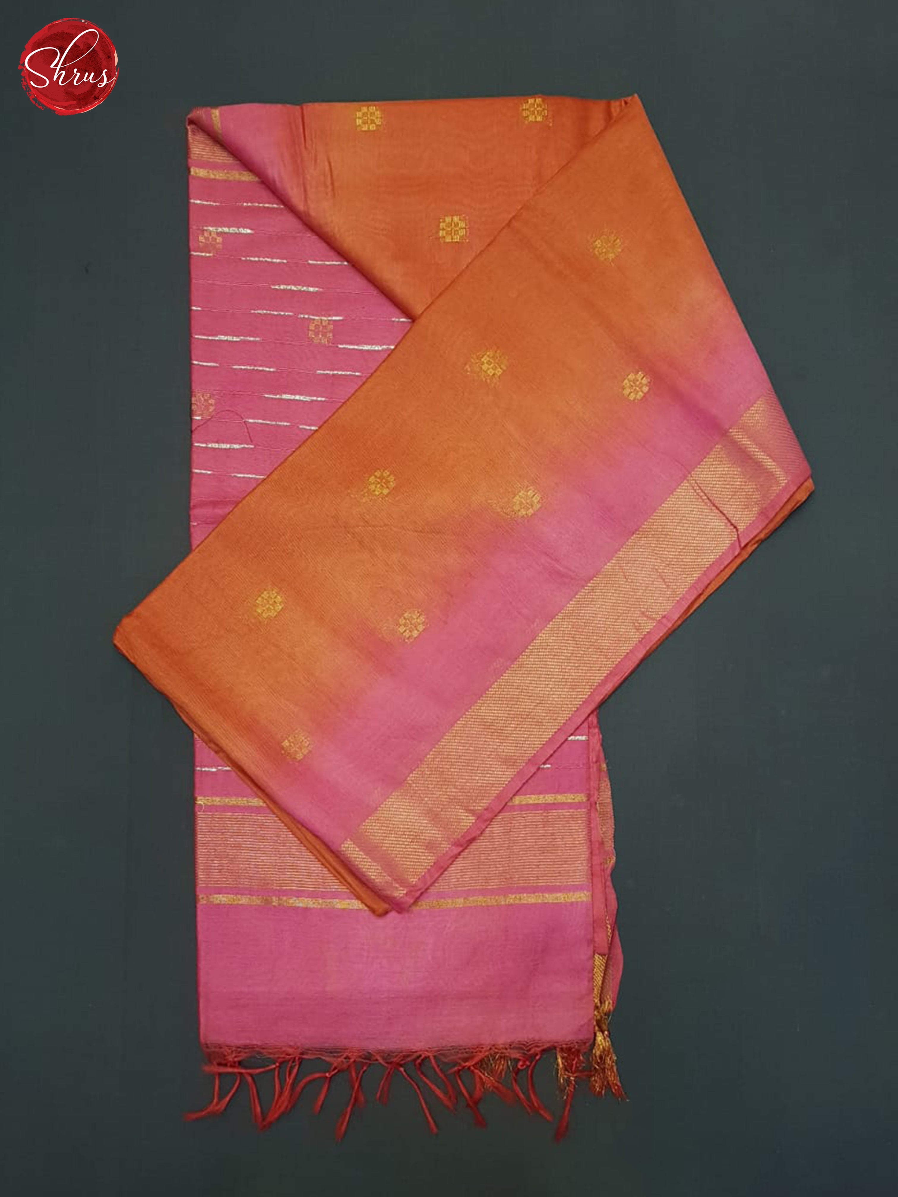 Orange & Pink- Semi Tussar Saree - Shop on ShrusEternity.com