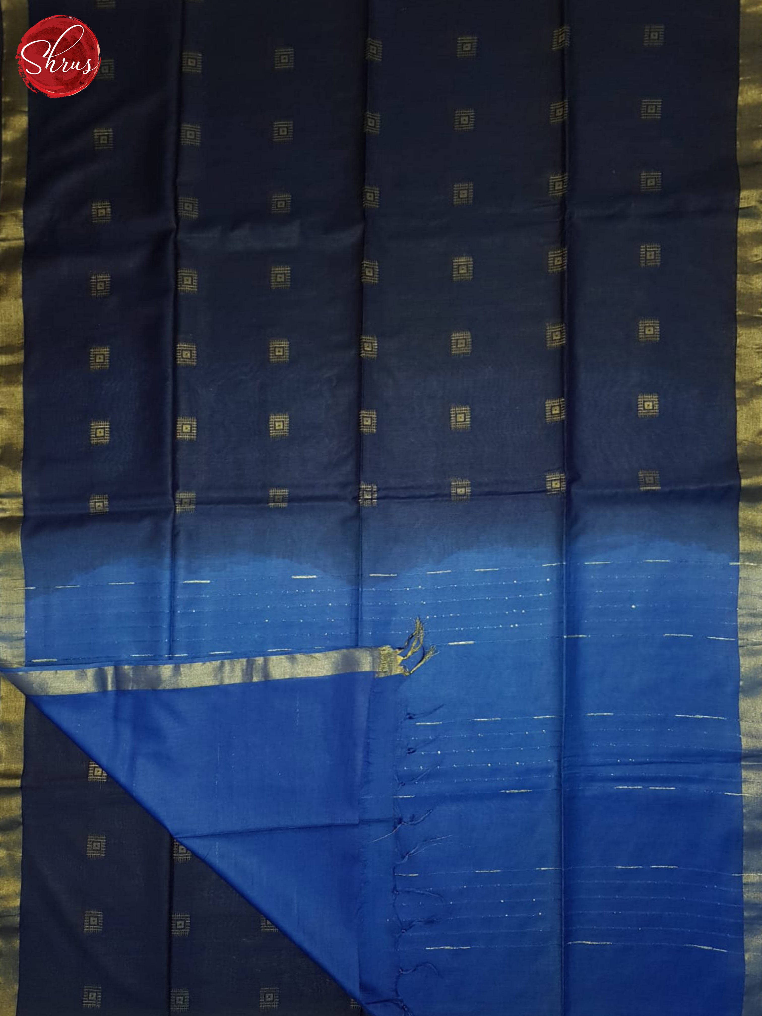 Dark Blue & Blue-Semi Tussar Saree - Shop on ShrusEternity.com