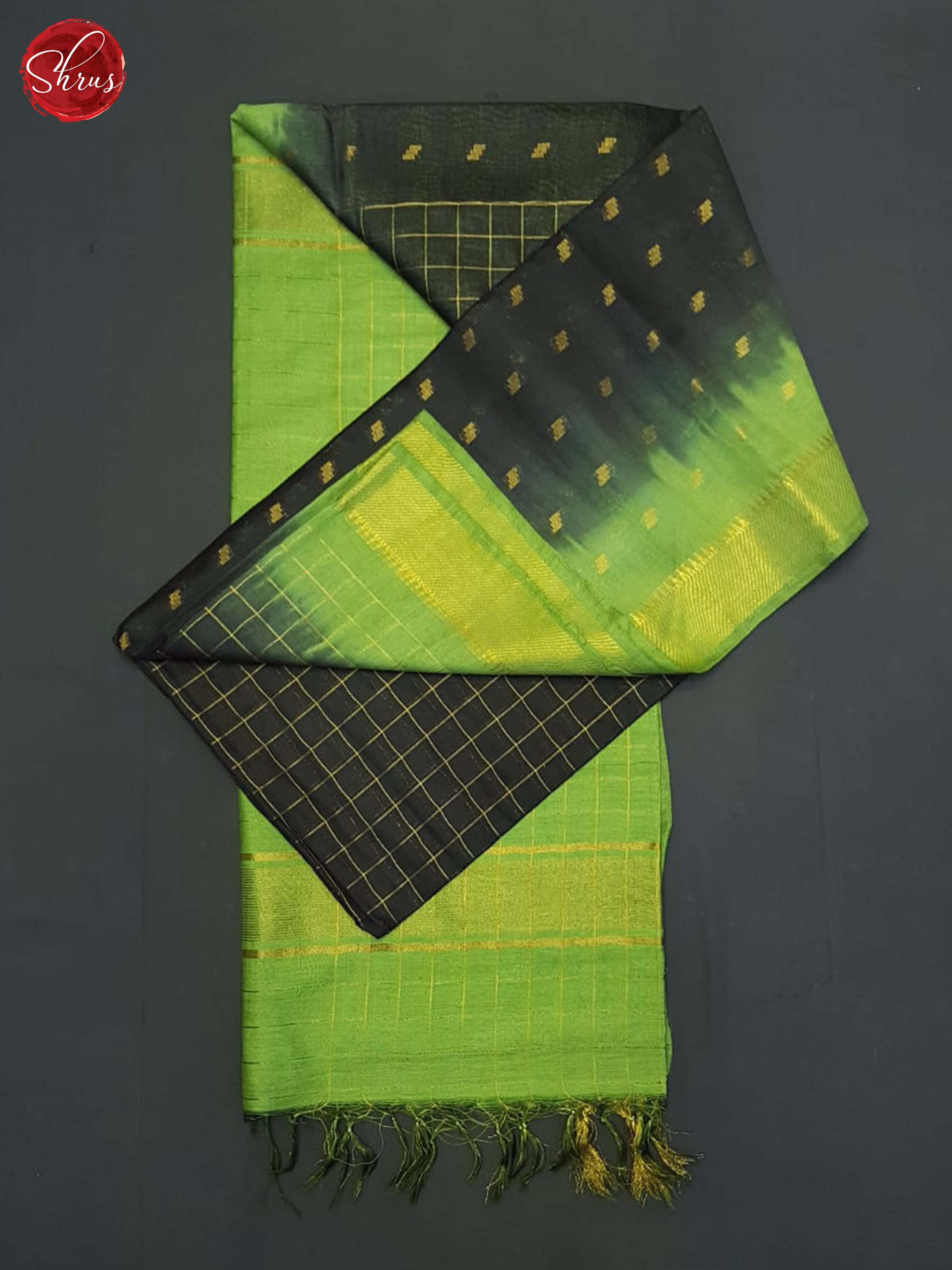 Black And Green- Semi Tussar Saree - Shop on ShrusEternity.com