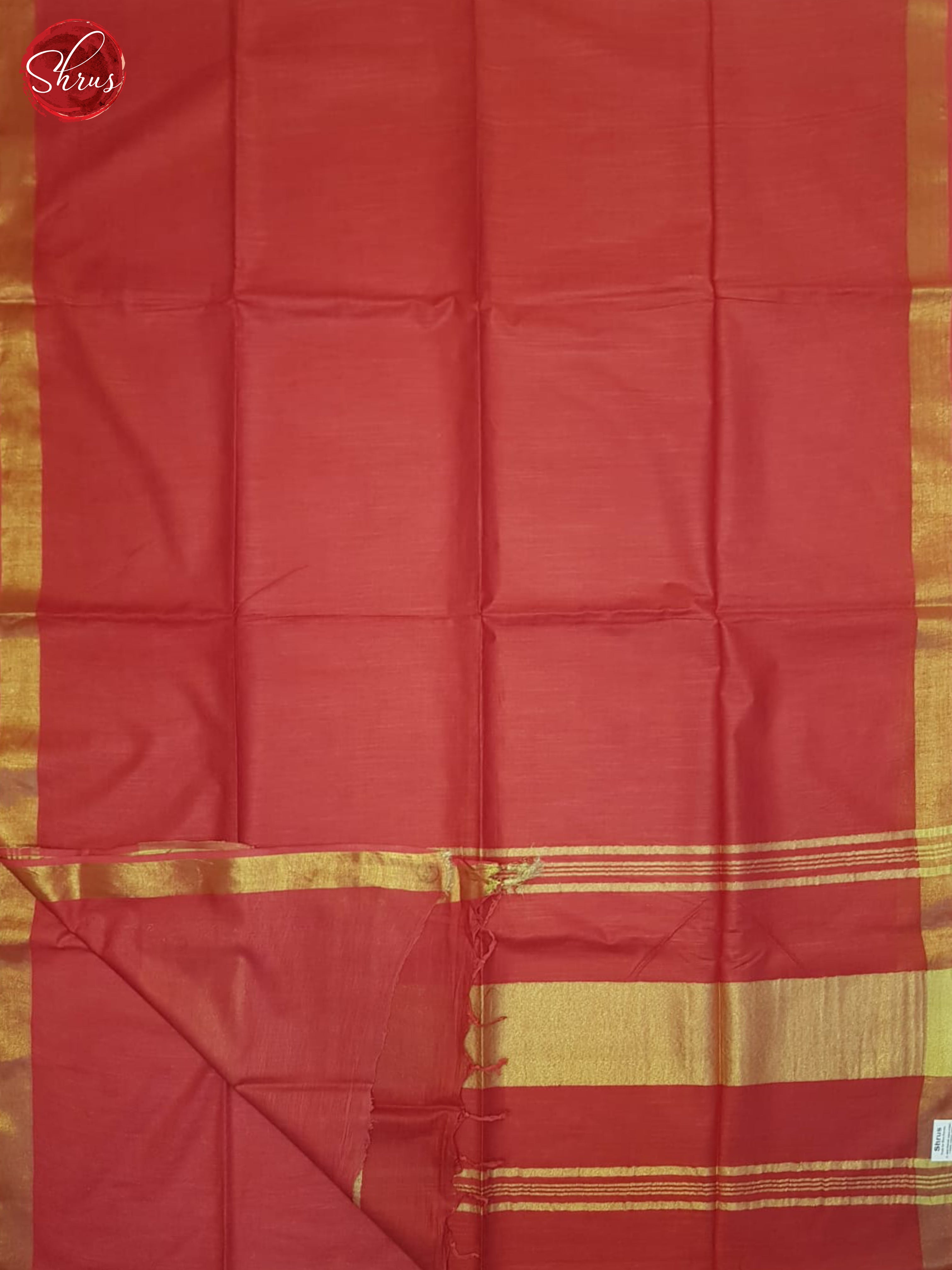 Red(Single Tone)- Linen Cotton Saree - Shop on ShrusEternity.com